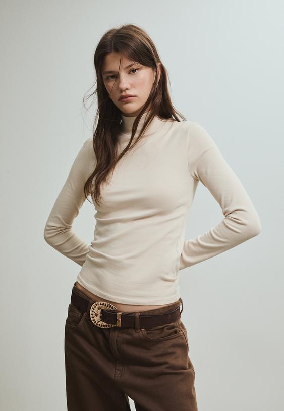 basic t shirt met opstaande kraag