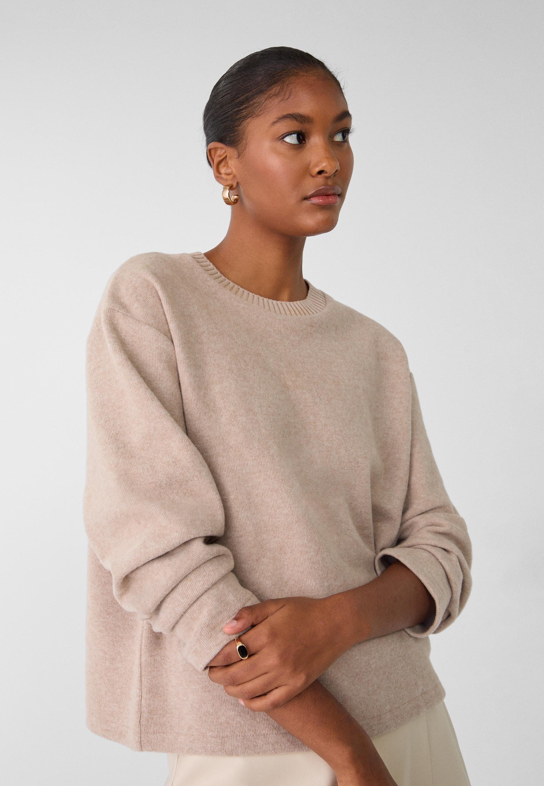 Crew neck sweater with collared shirt fashion womens