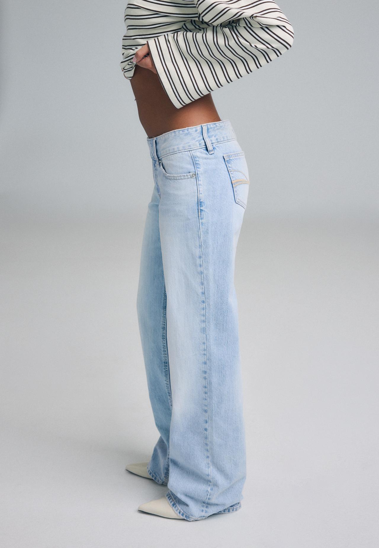 Low-rise straight jeans with hammer waist — MEDIUM LIGHT BLUE DENIM