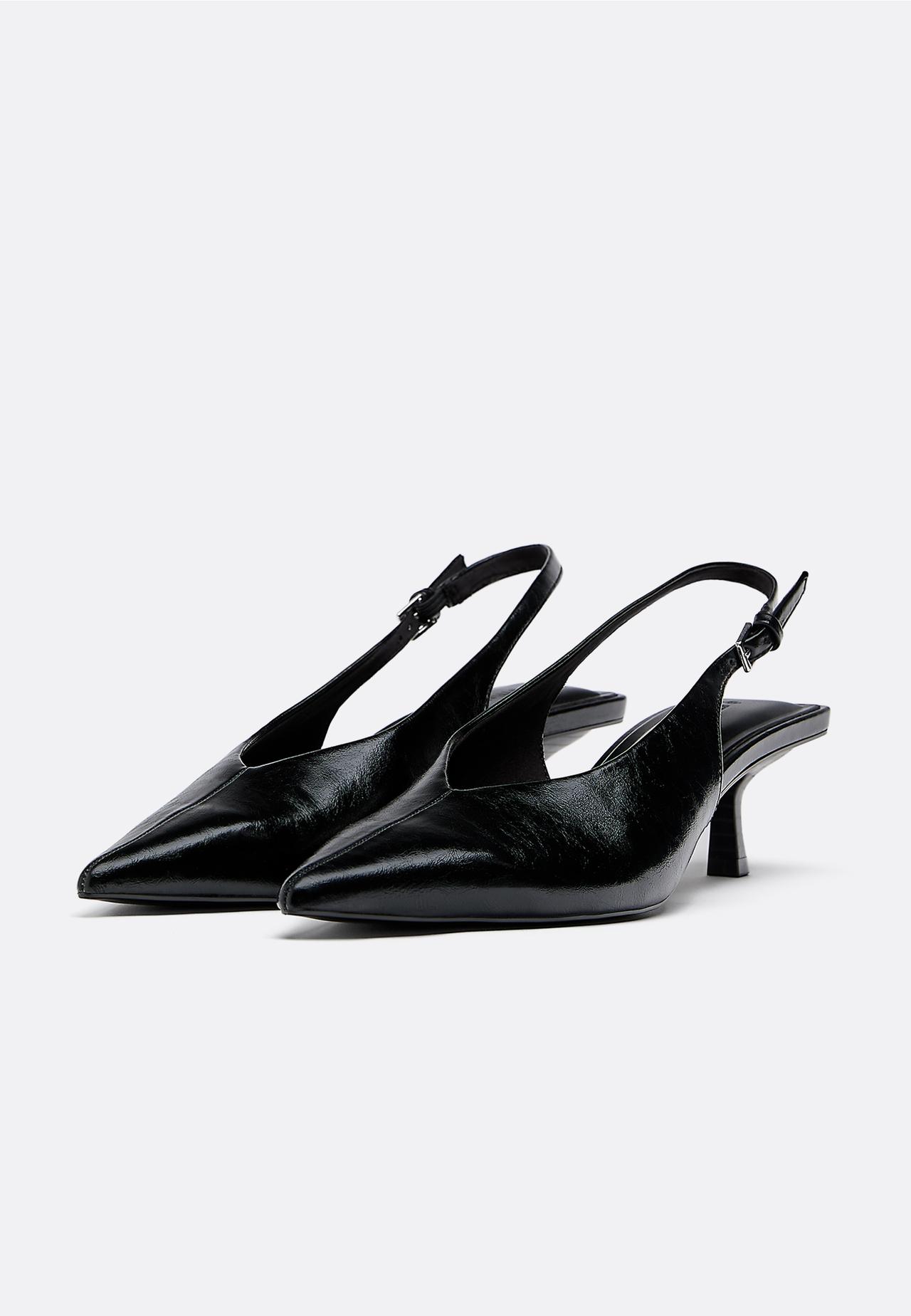 V-neck heel shoes — BLACK 