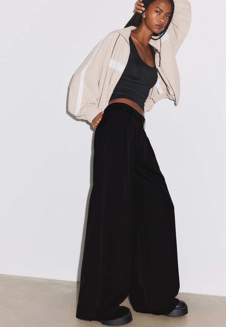 Stradivarius Wide Leg Habitbukser Med Læg 0-001 36