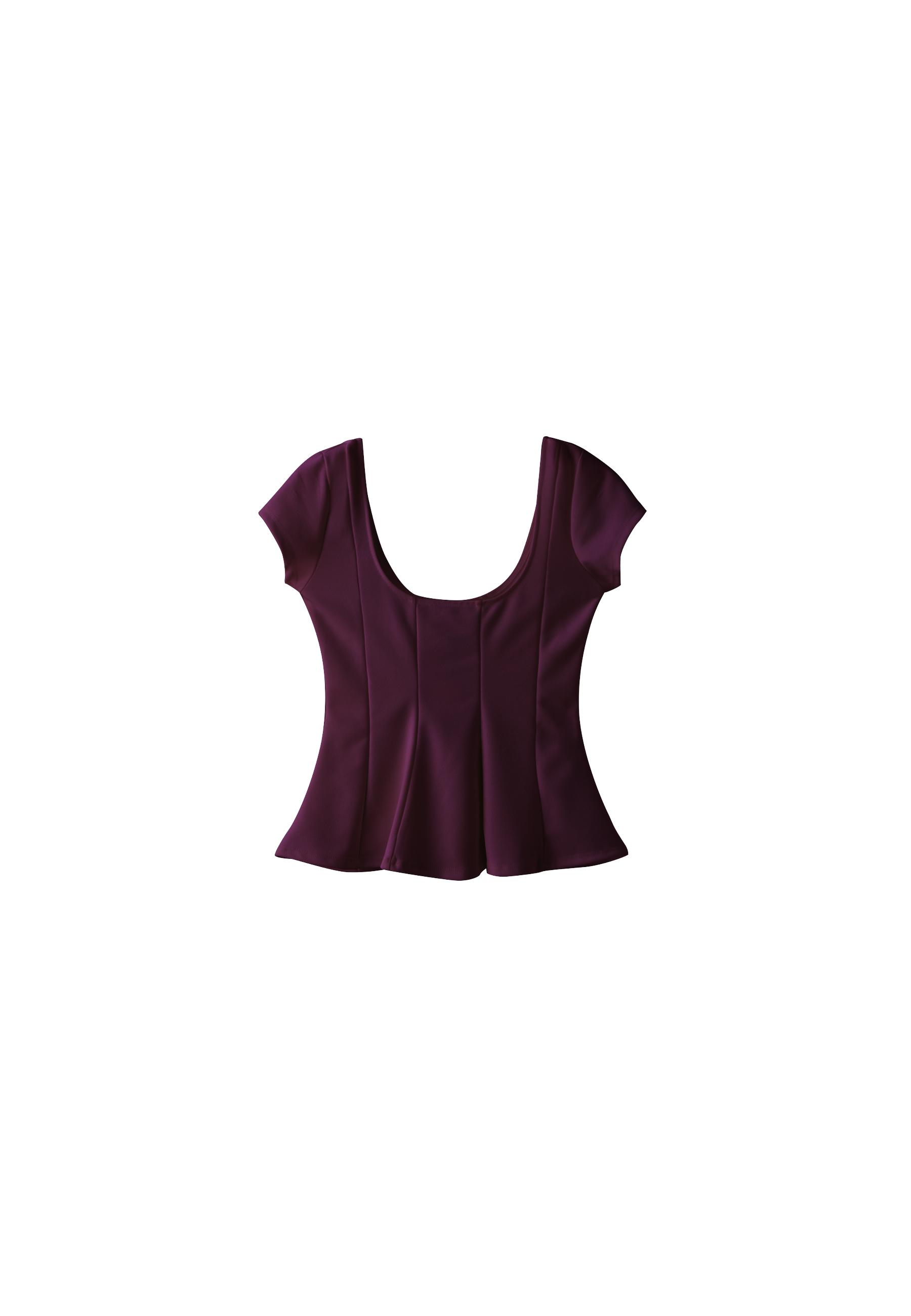 Peplum mini sleeve top — Purple