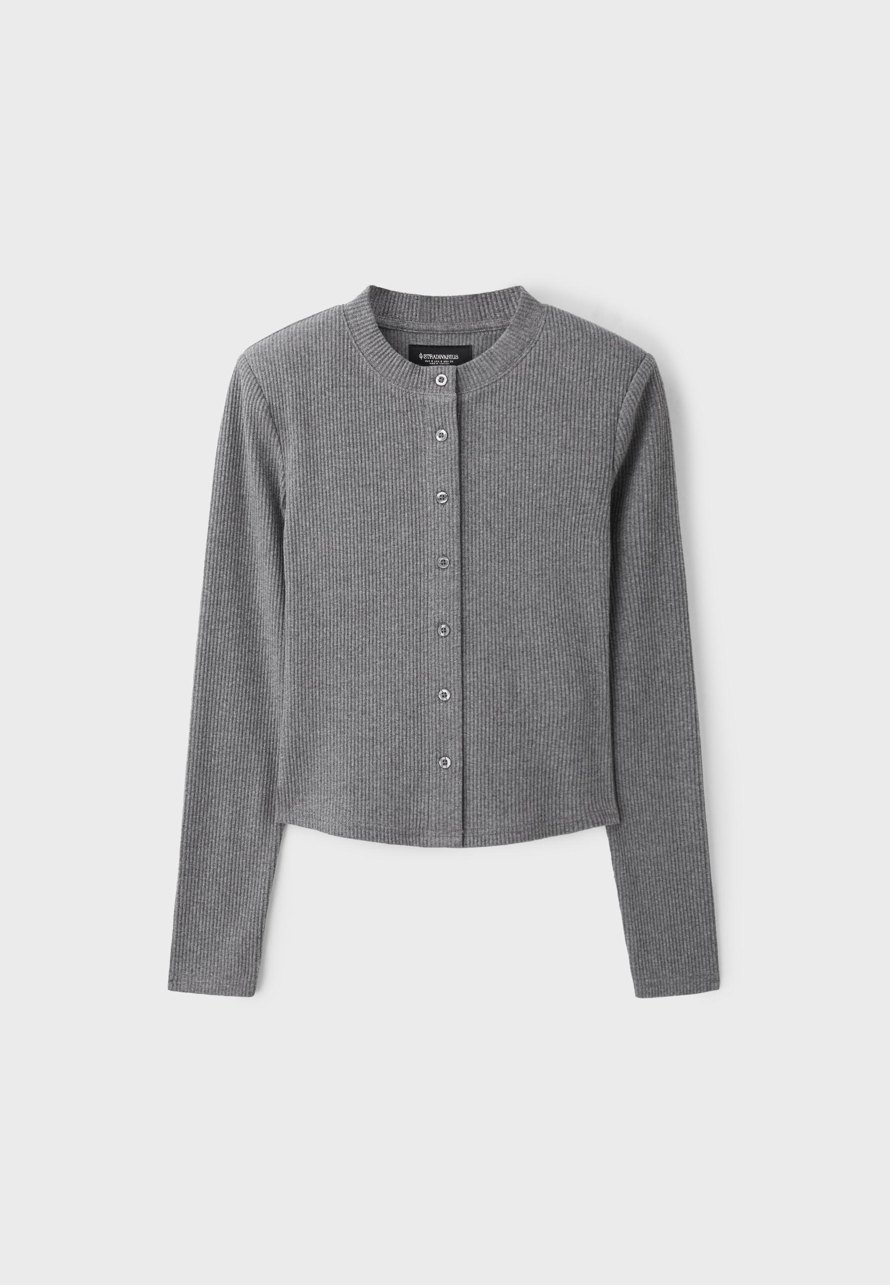 Knit cardigan with shoulder pads — Dark grey