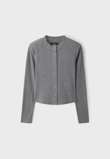 Knit cardigan with padded shoulders — Dark grey 7