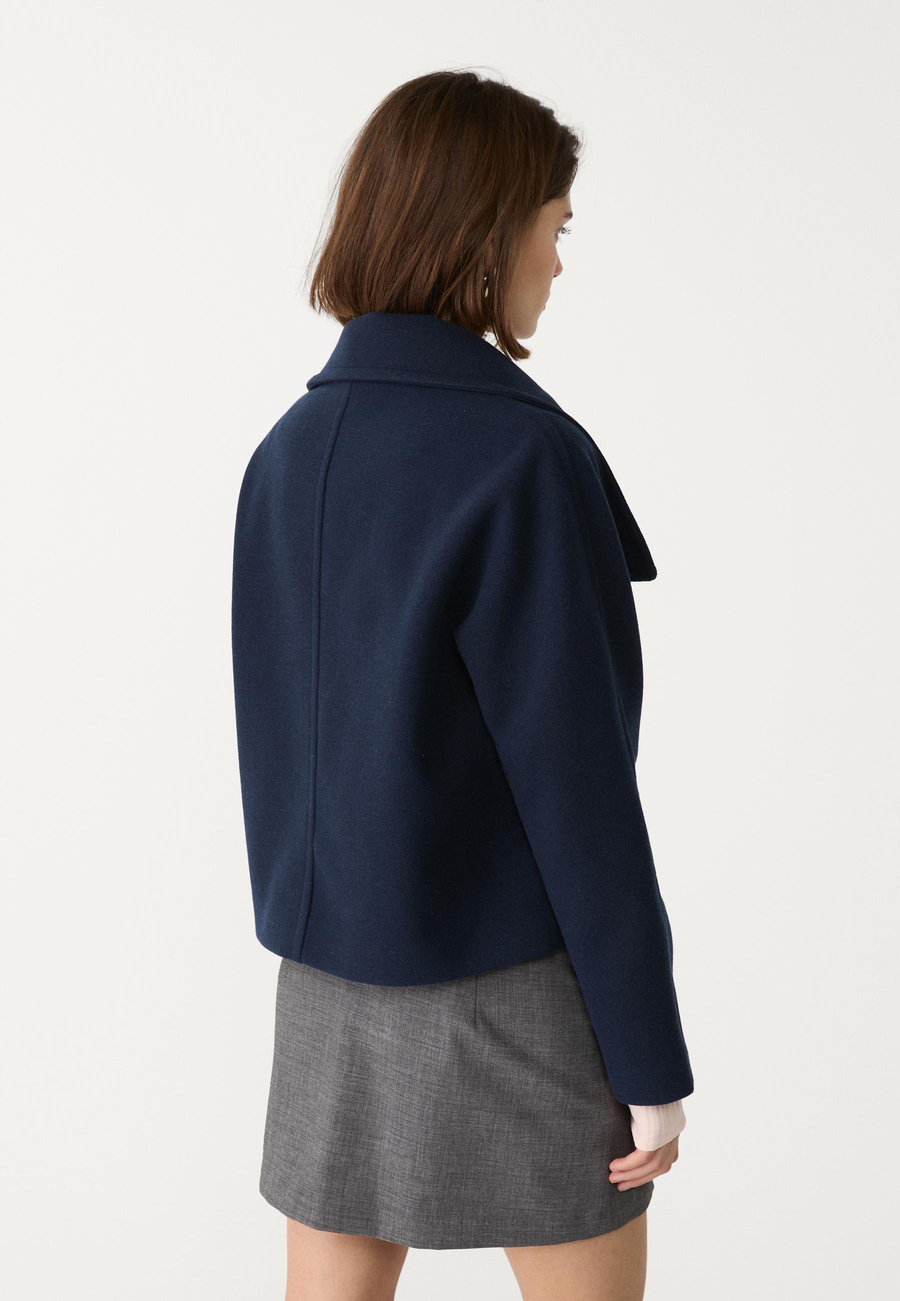 Short double-breasted high neck coat - Women's fashion
