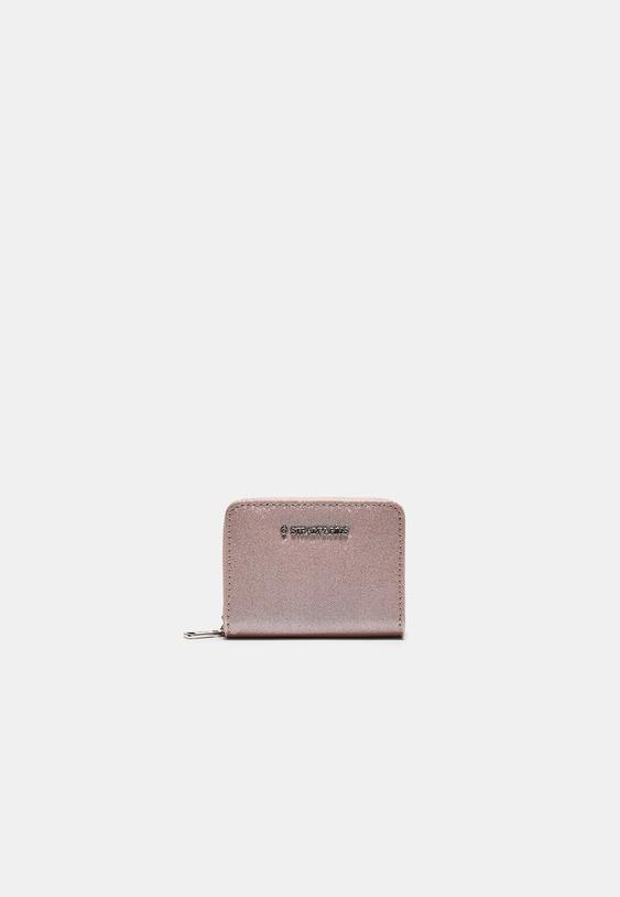 Stradivarius Shimmery Zip-Up Purse Pastel Pink Os