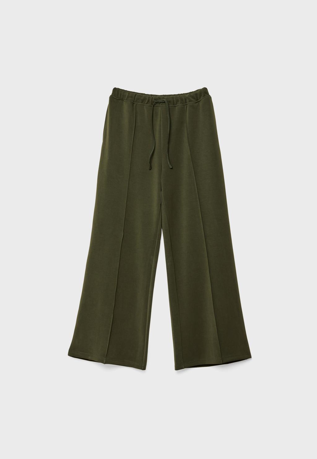 Pantaloni gamba larga nervatura tocco morbido