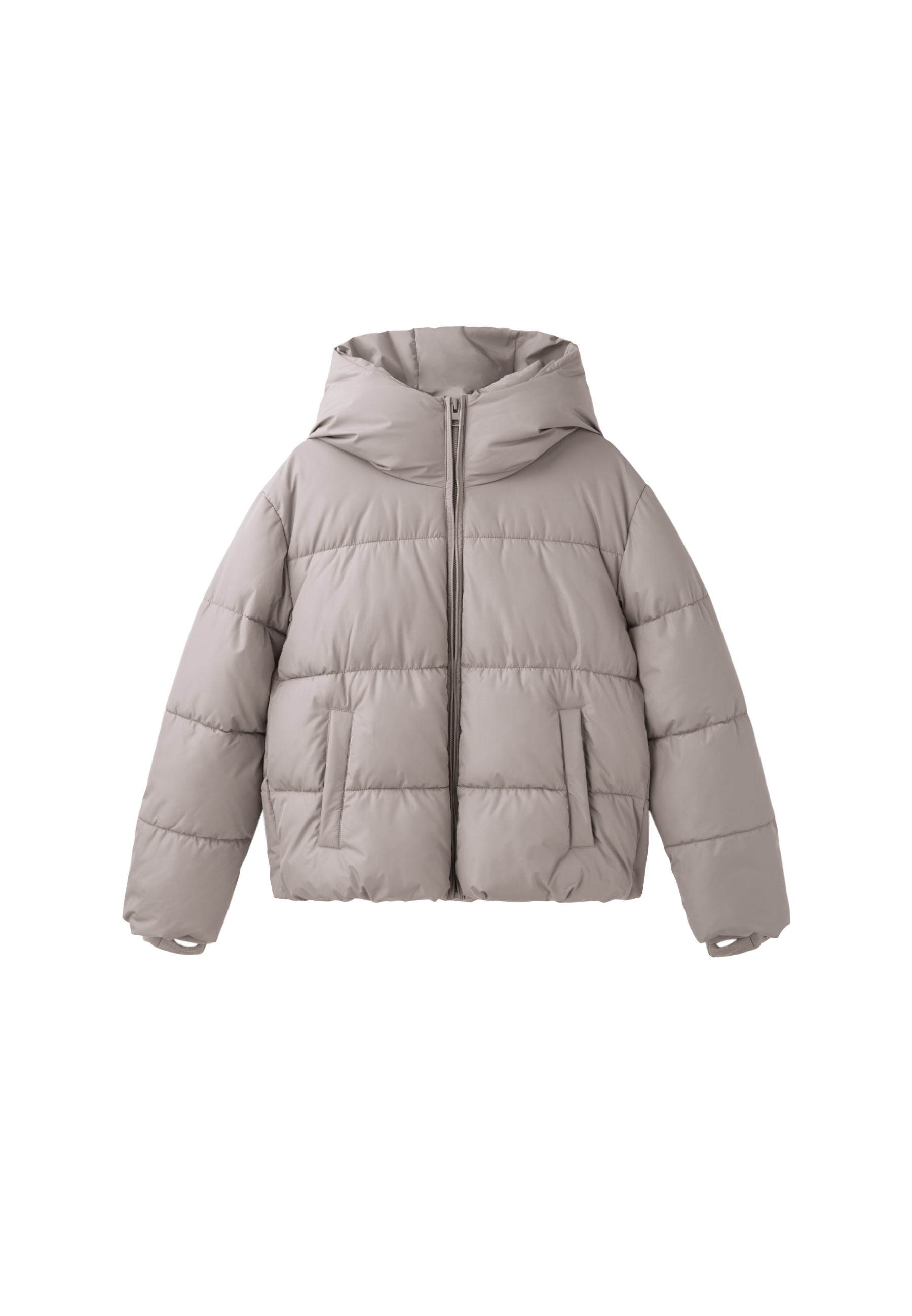 Basic hooded puffer jacket — Brown