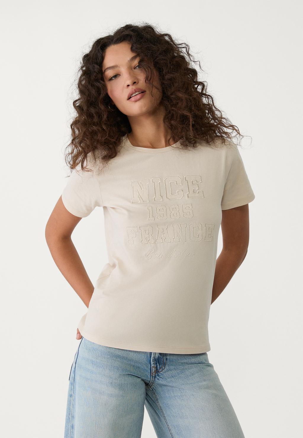 Embroidered slogan t-shirt