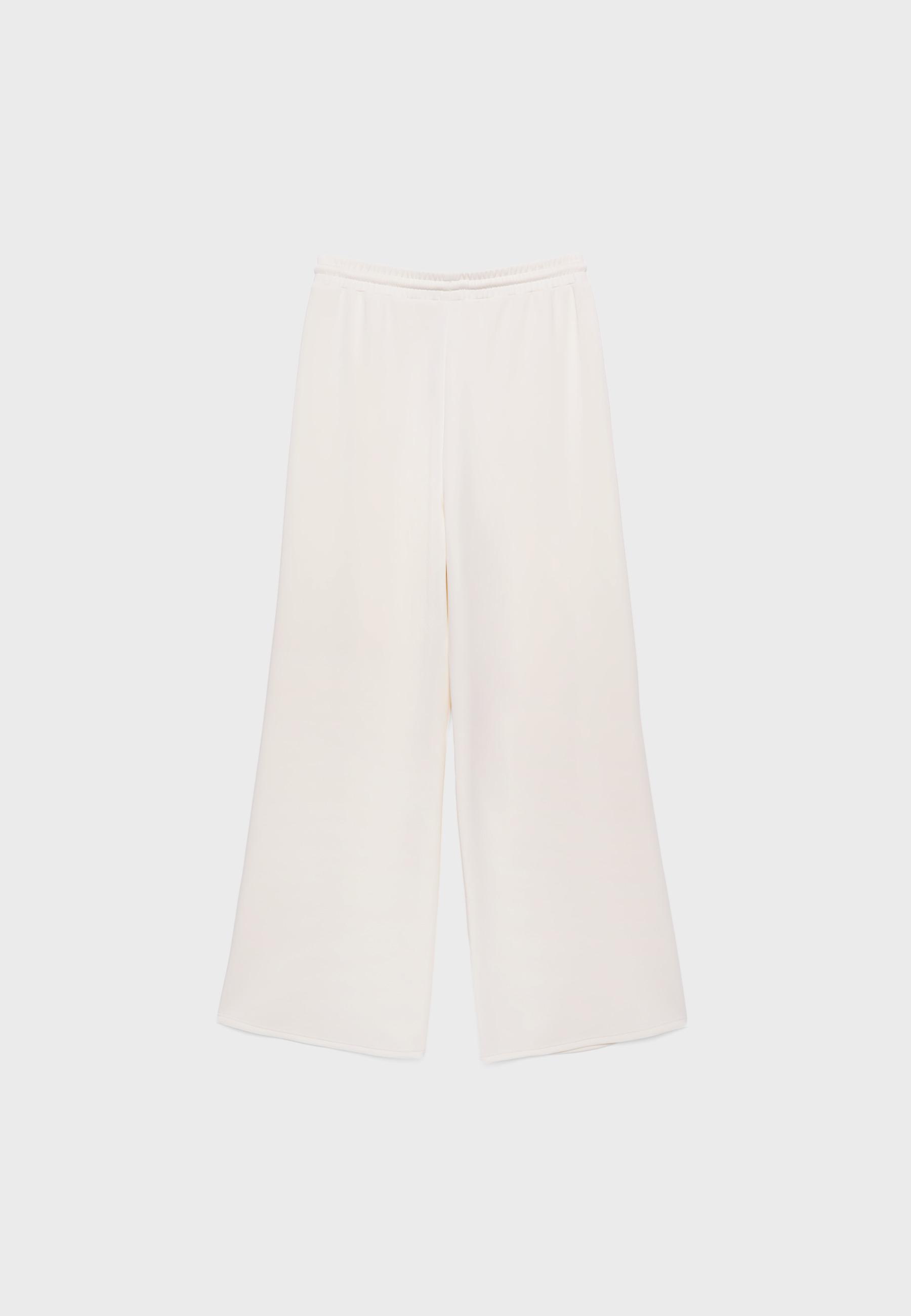 Soft-touch palazzo joggers — Stone
