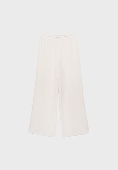 Soft-touch palazzo jogger trousers — Stone 8