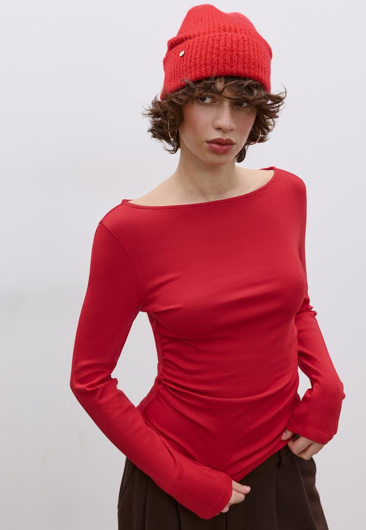 maglietta maniche lunghe arricciata