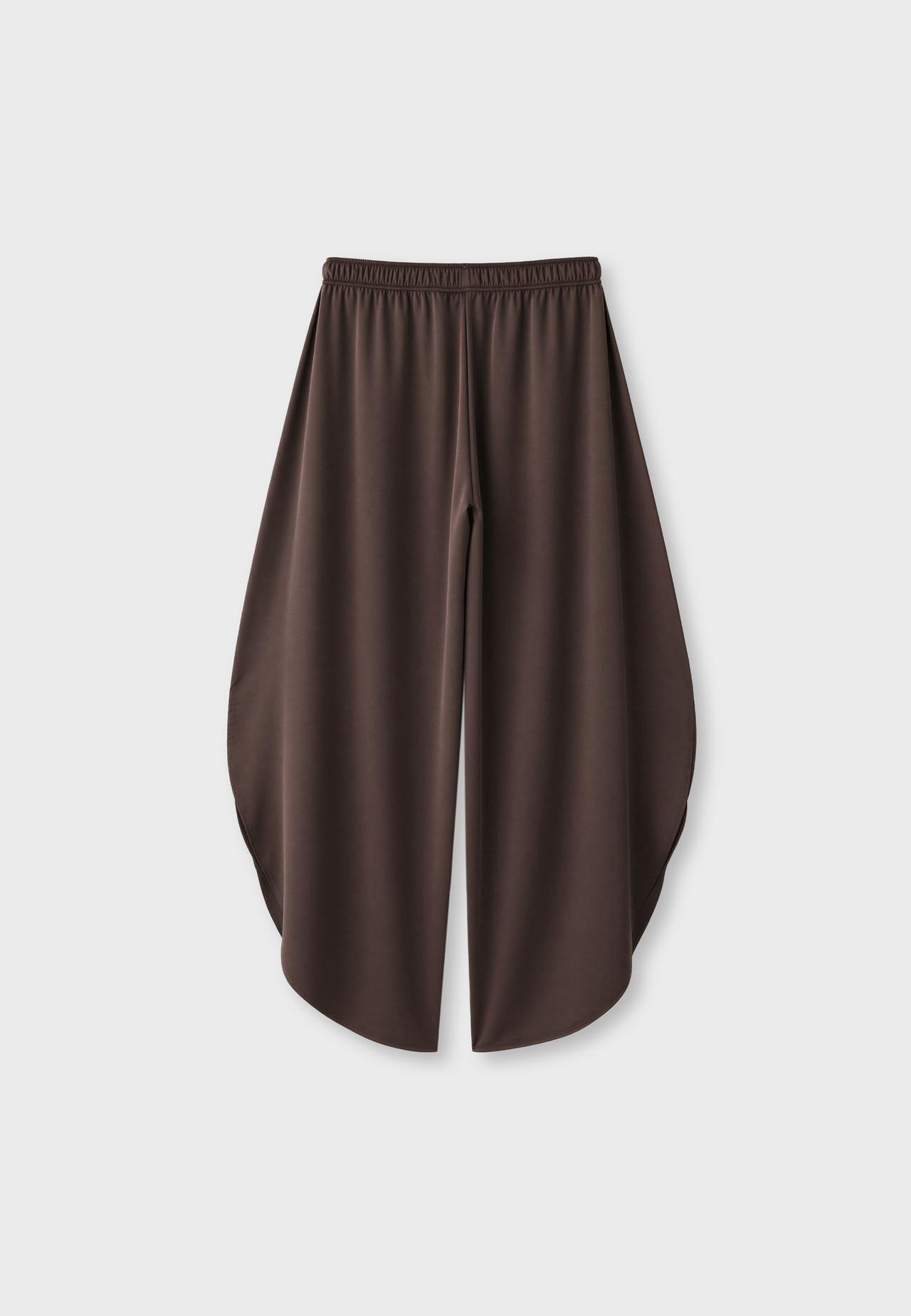Satin trousers with split — Brown