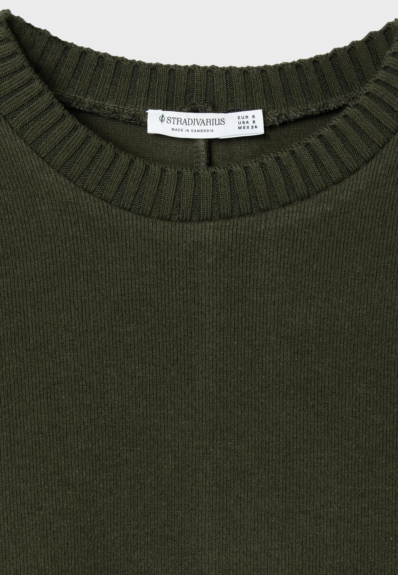 Knit round neck T-shirt — Khaki