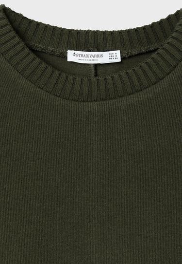 Knit round neck T-shirt — Khaki 8