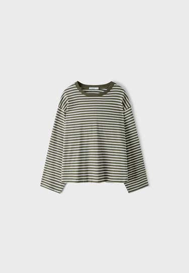 Striped long sleeve T-shirt — Khaki 6