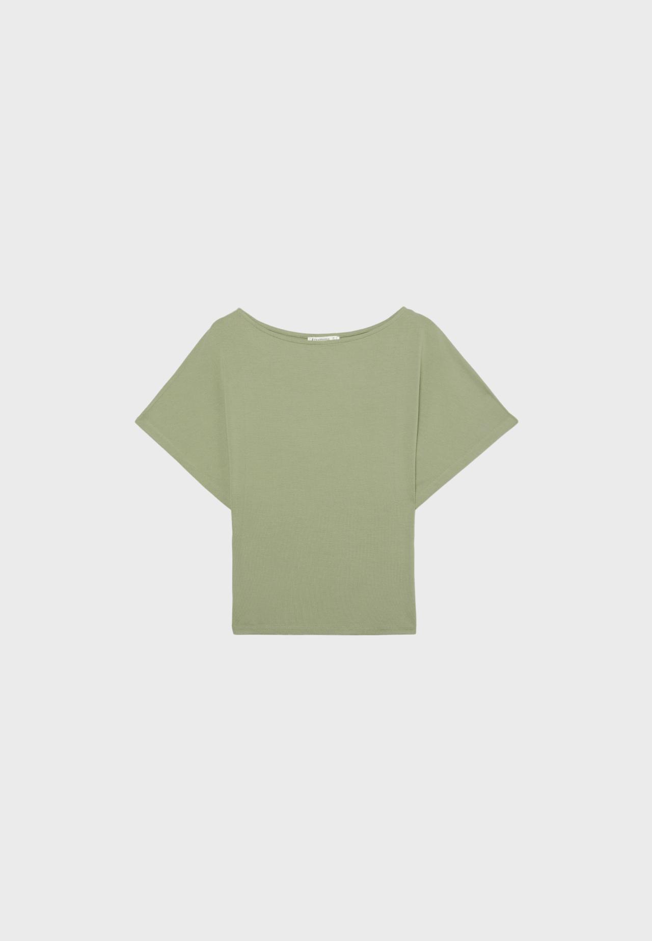 Short sleeve boat neck T-shirt — Khaki