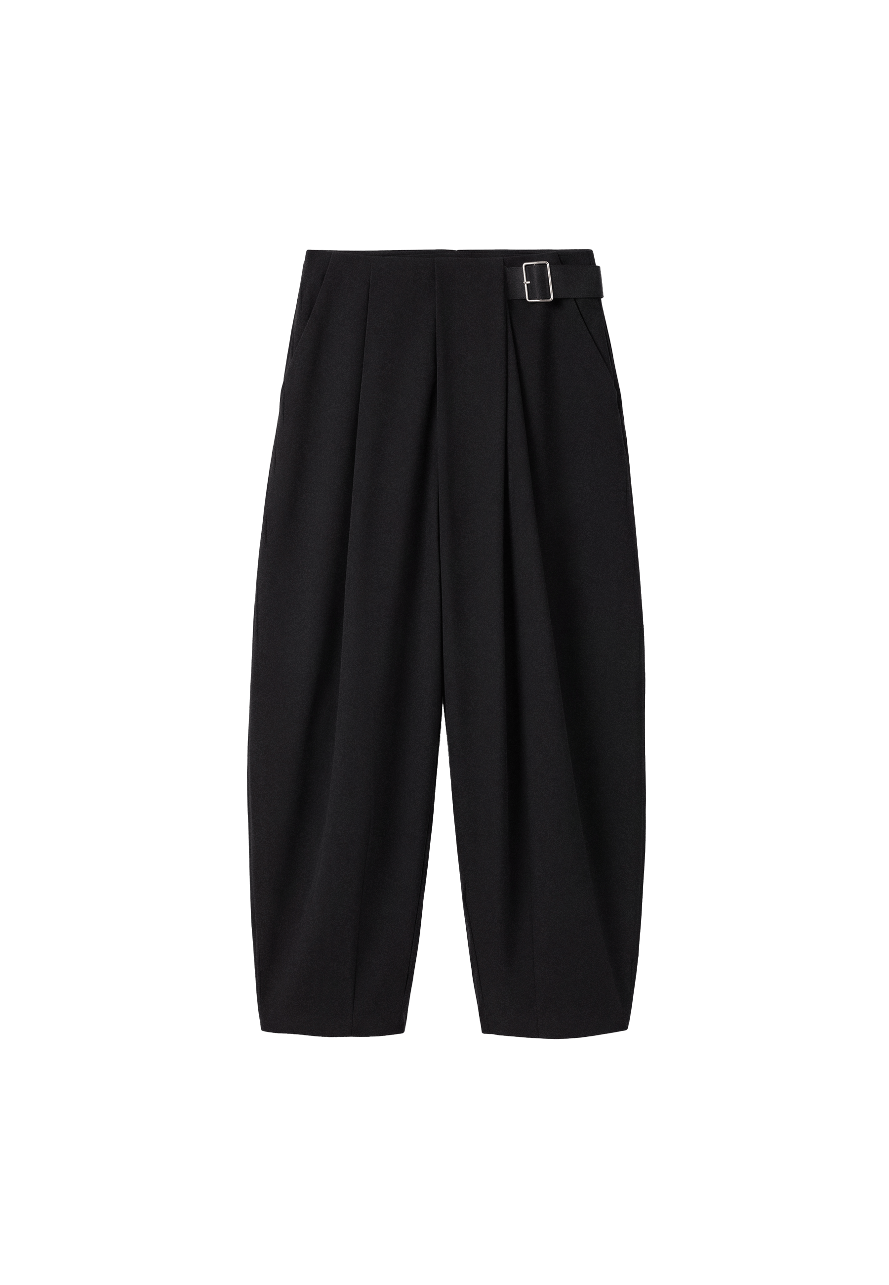 Darted smart trousers with belt — Black