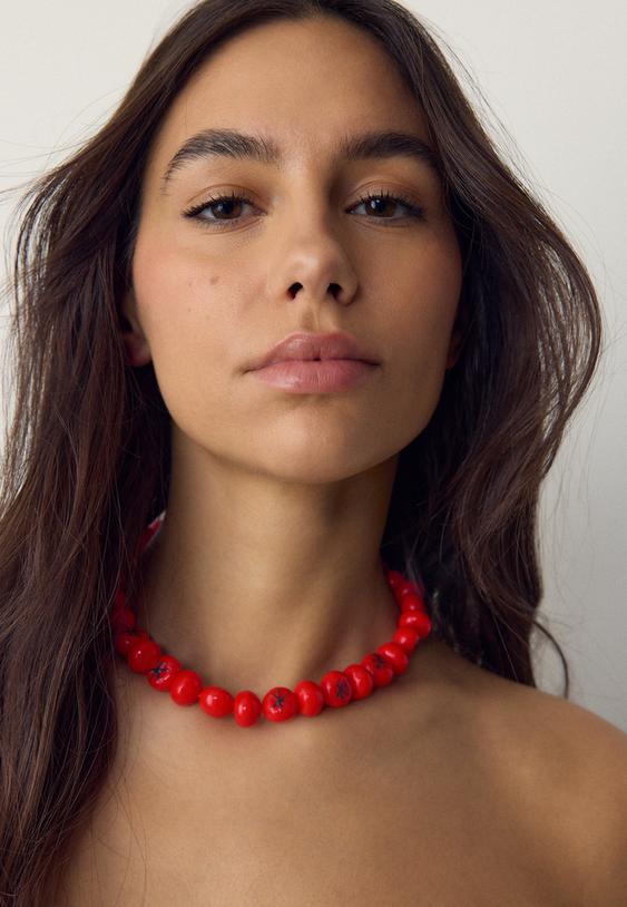 Stradivarius Multi Tomato Necklace Red Os