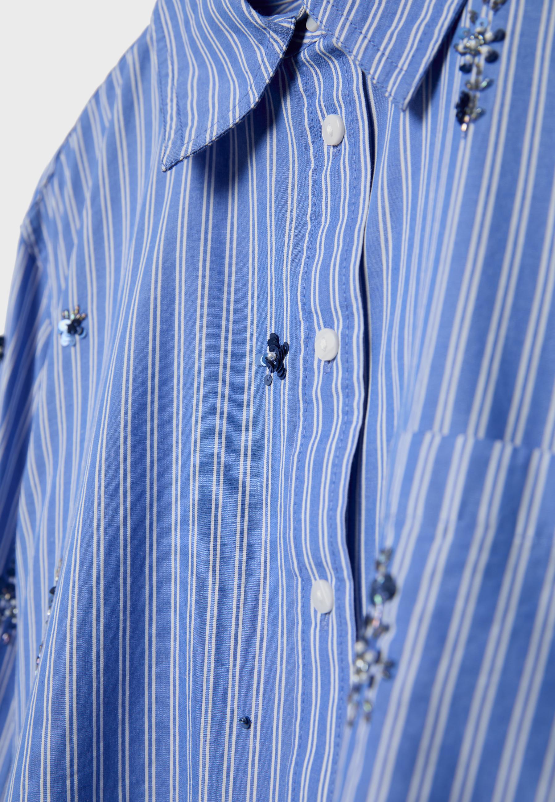 Cropped shirt with rhinestones — Blue