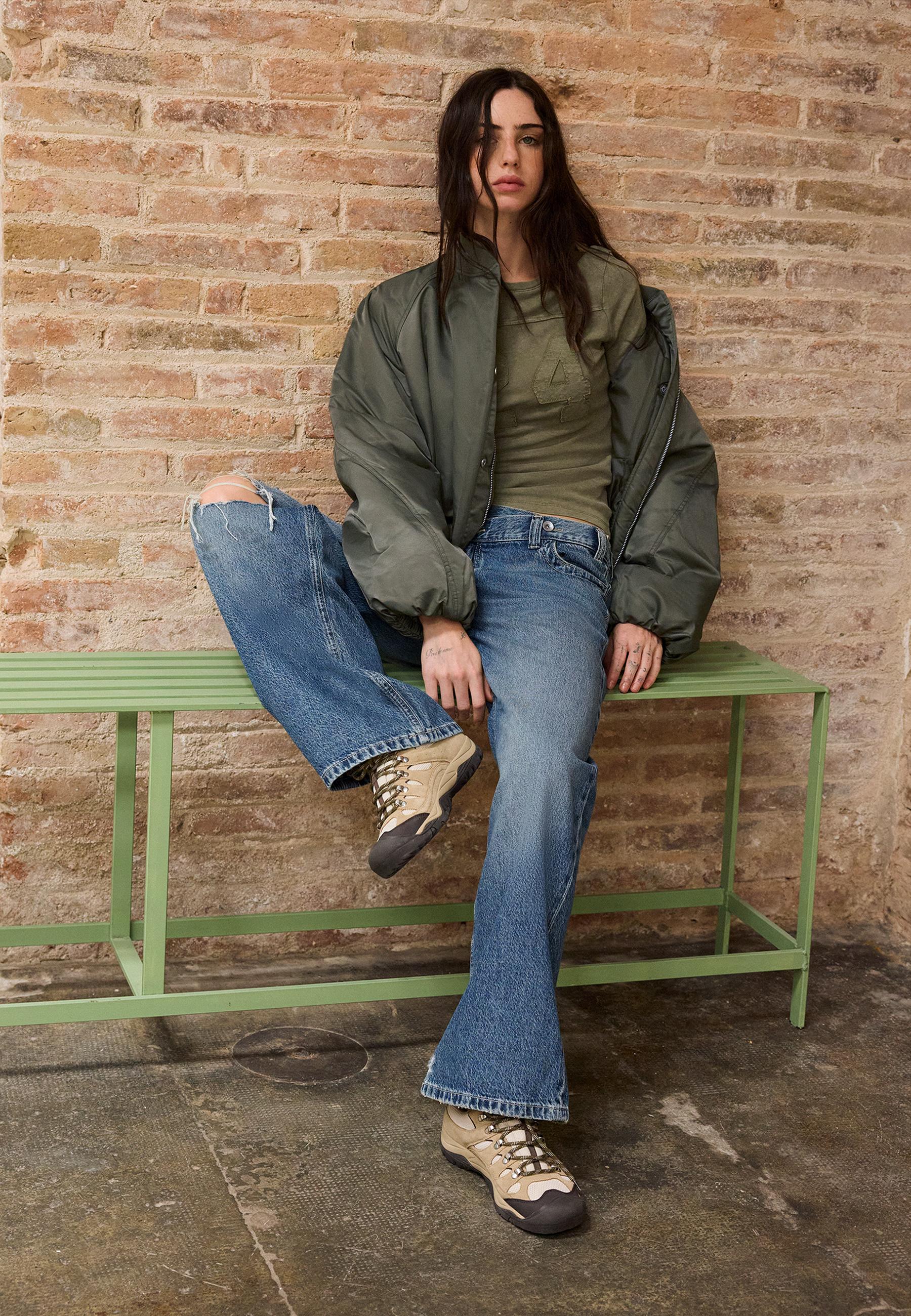 Stand collar bomber jacket — Khaki