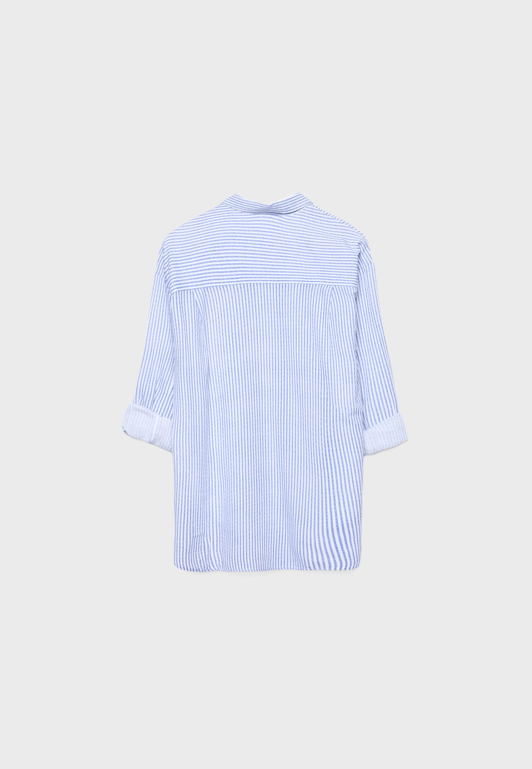 Linen-effect shirt — Dark blue
