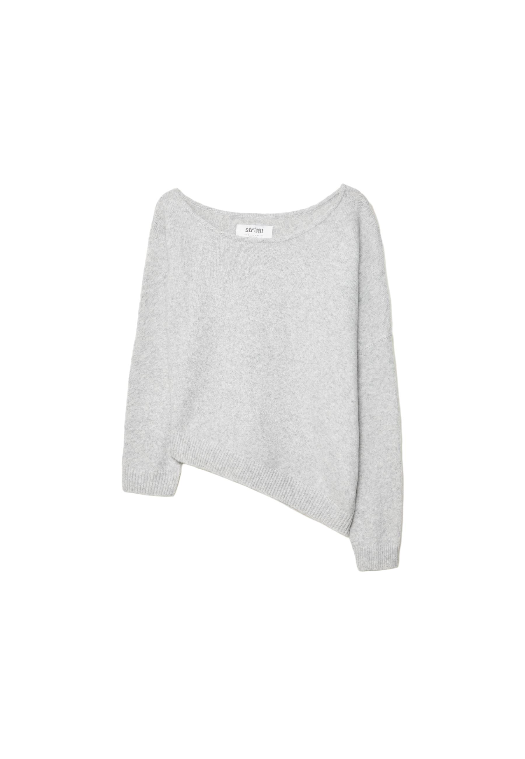 Asymmetric knit sweater — Grey melange