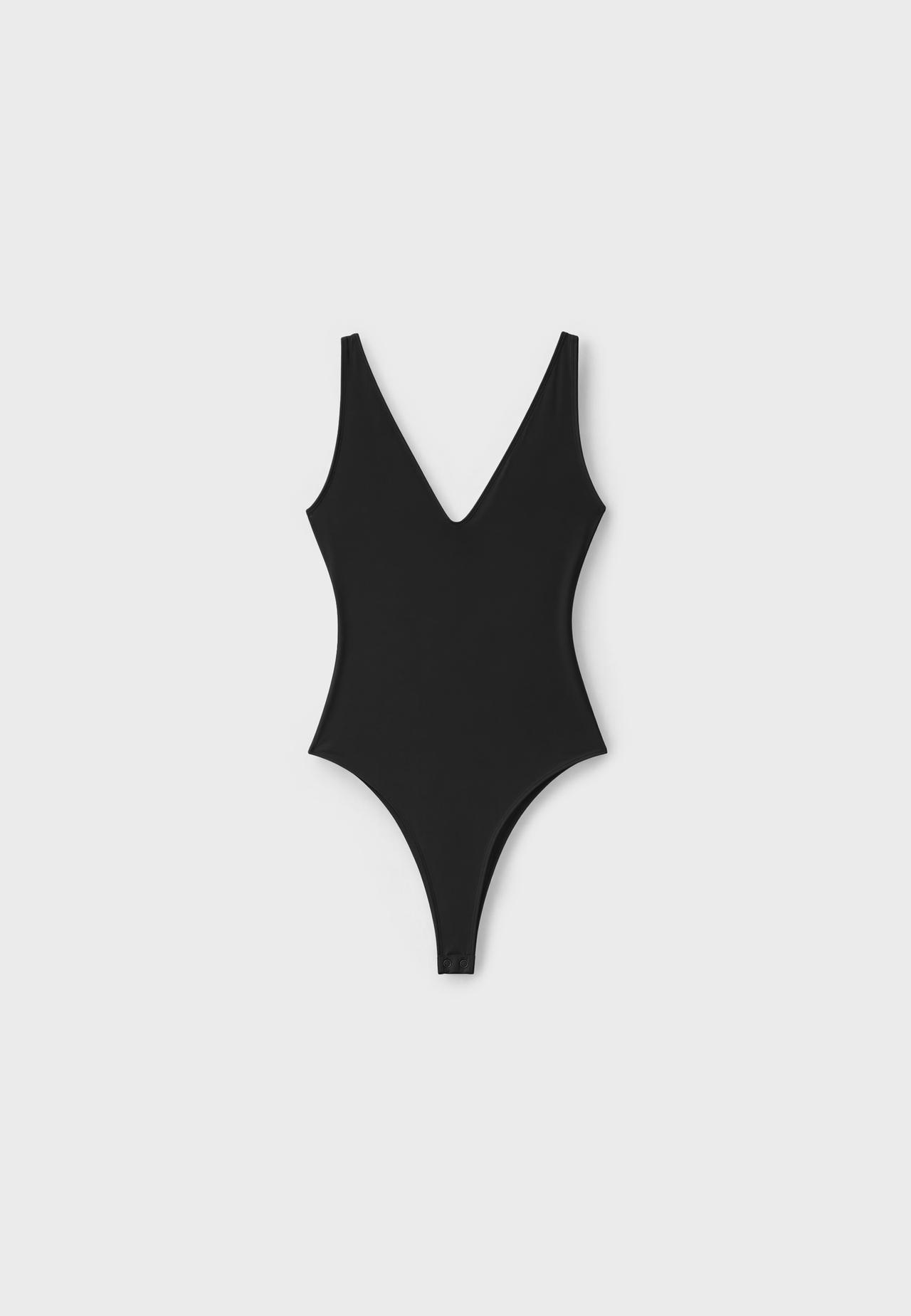 V-neck bodysuit — Black