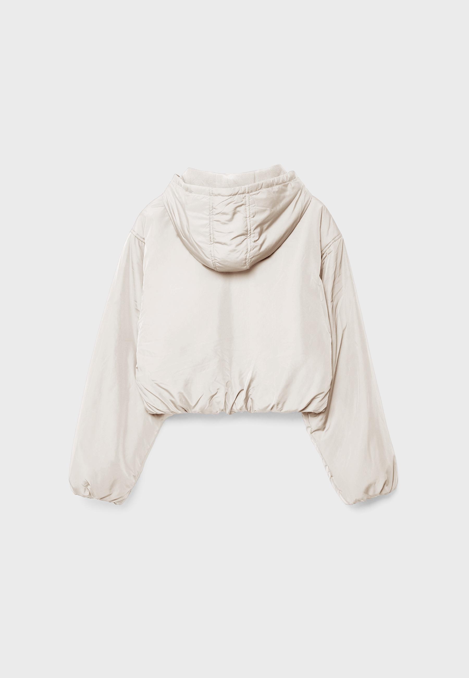 Puffer jacket with puff sleeves — Ecru
