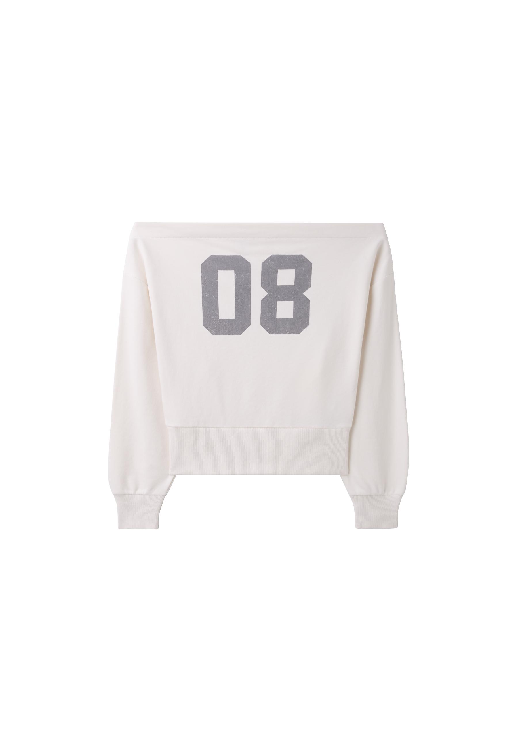 Cropped boat neck sweatshirt — Ecru
