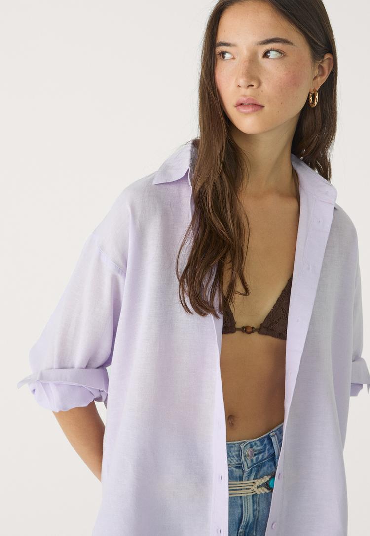camisa fluida con lino