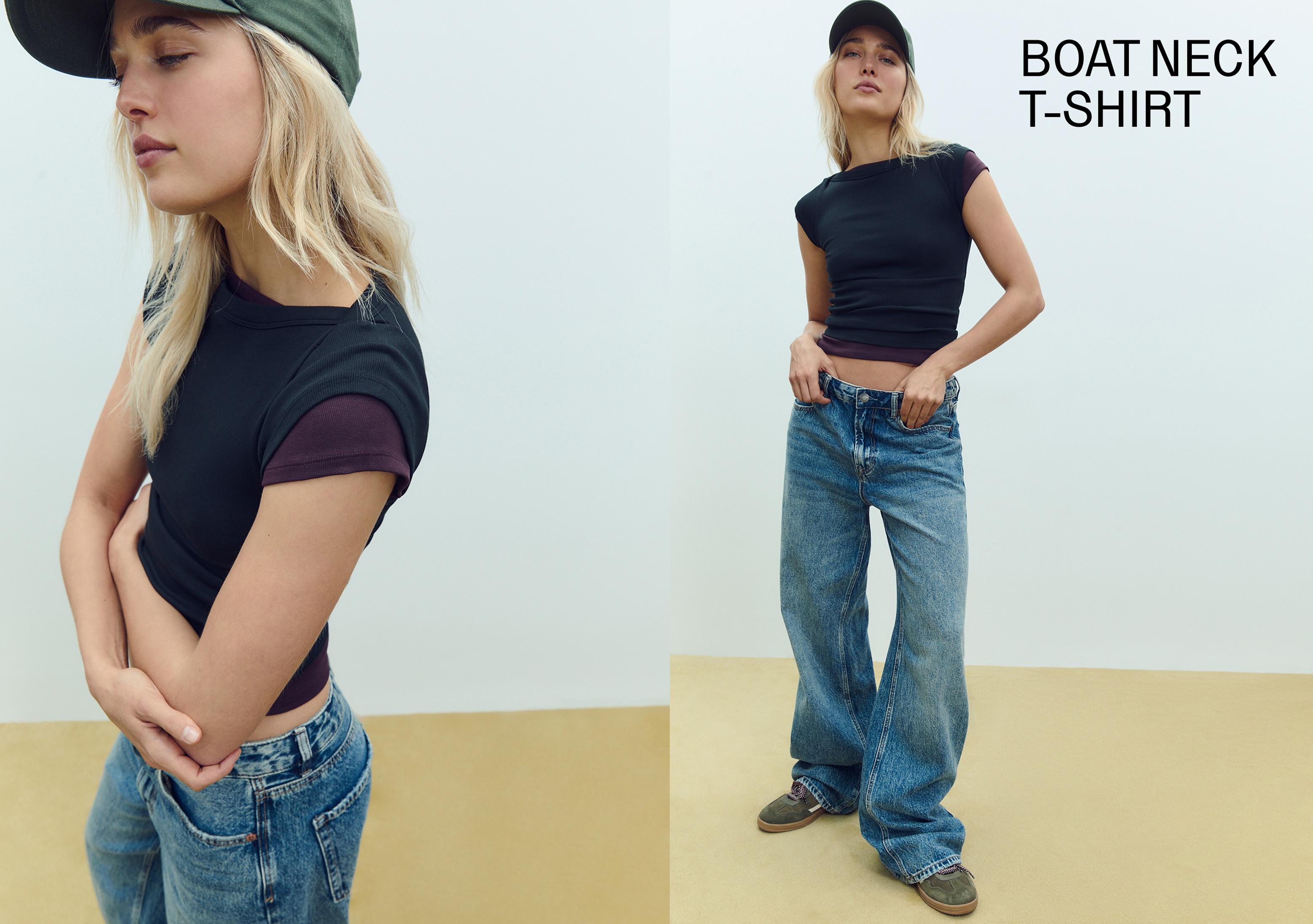 Basic boat neck T-shirt — Black