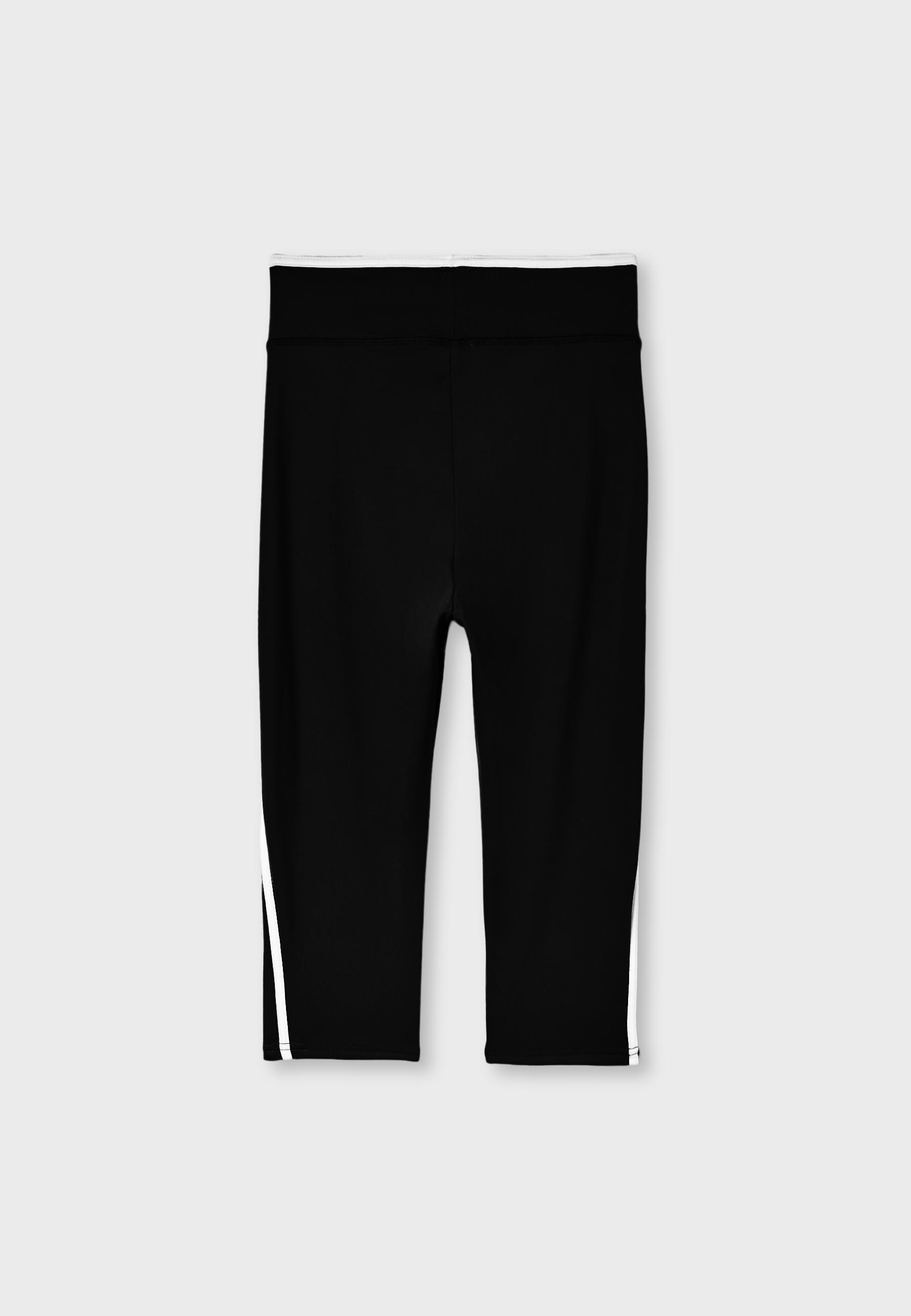Side-stripe capri leggings — Black