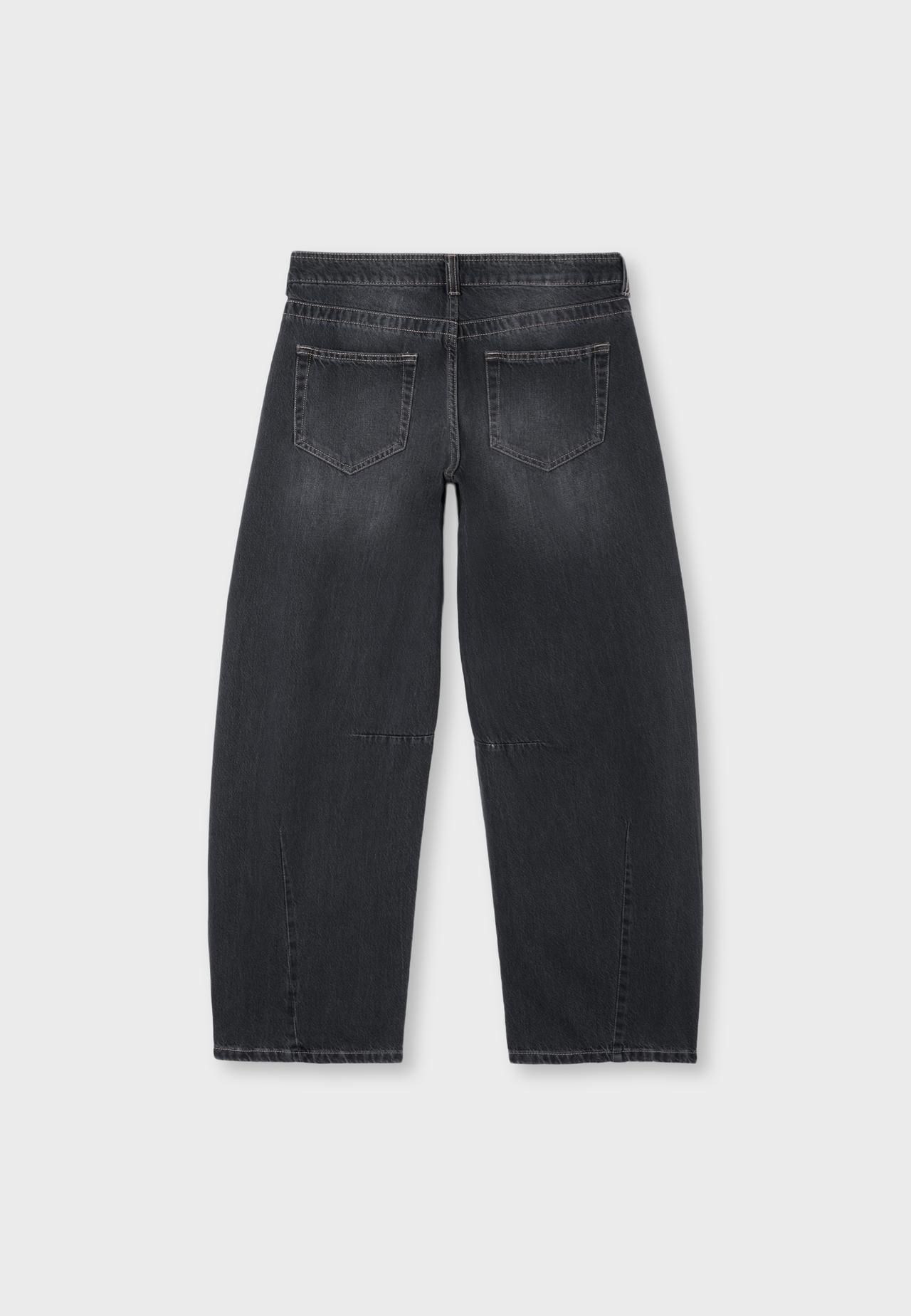 Low-rise barrel jeans — DARK GREY DENIM WASH