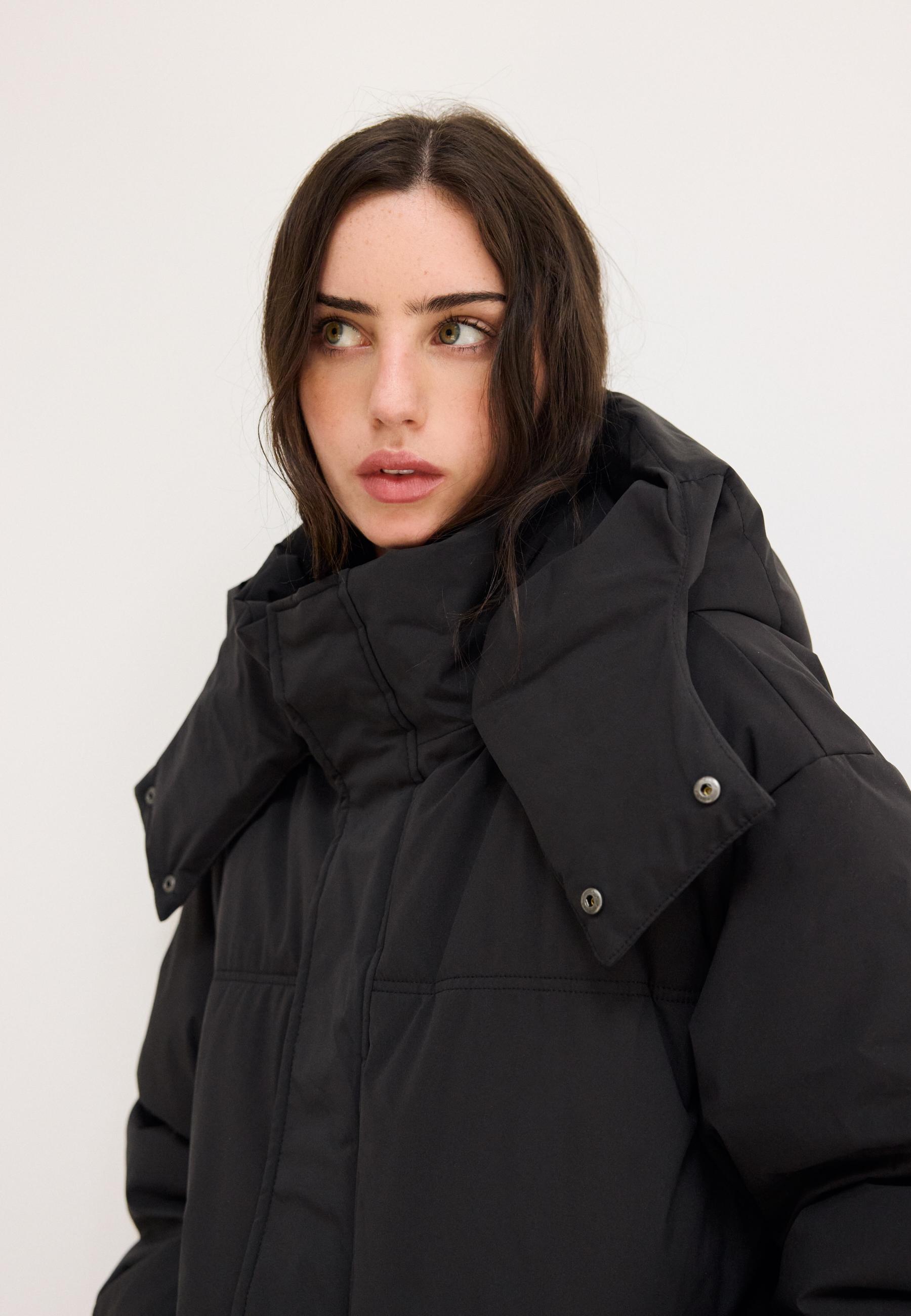 Oversize padded jacket with hood — Black