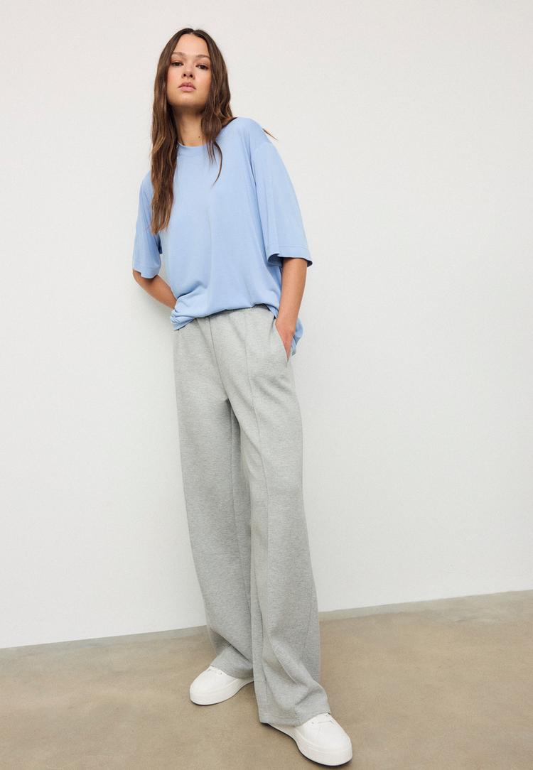 Stradivarius Tricou Oversize Tact Moale Azuriu Xs