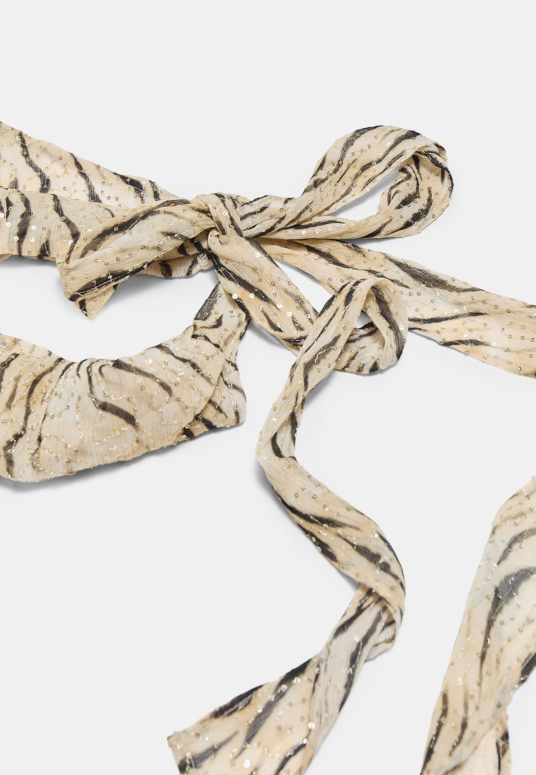 Zebra print pareo scarf — Ecru