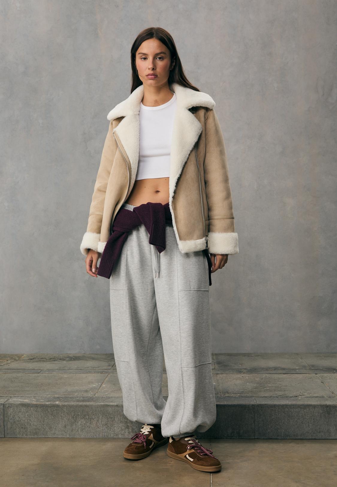 Faux suede biker jacket Women's fashion Stradivarius Jordan