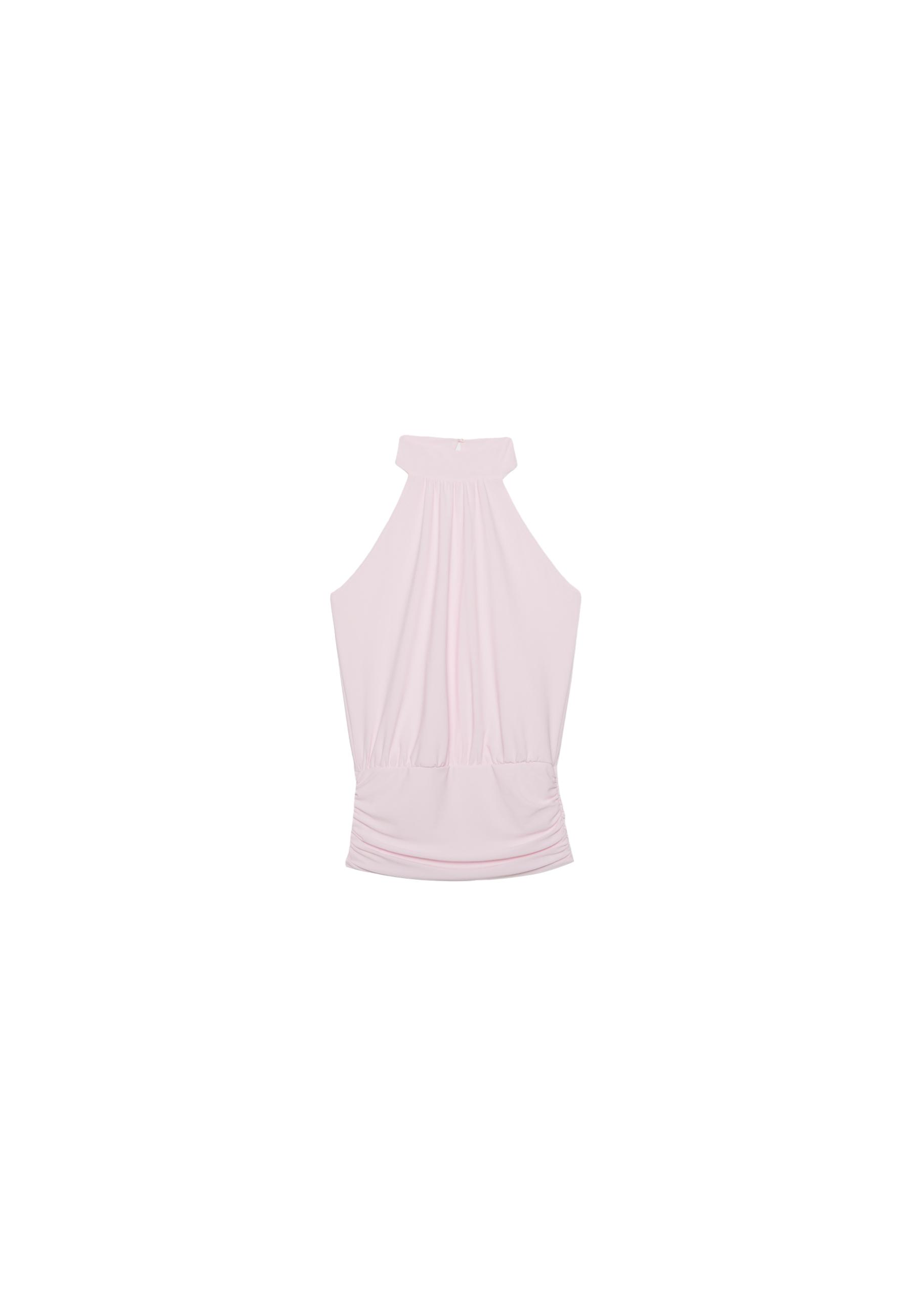 Puff-effect halter top — Salmon pink