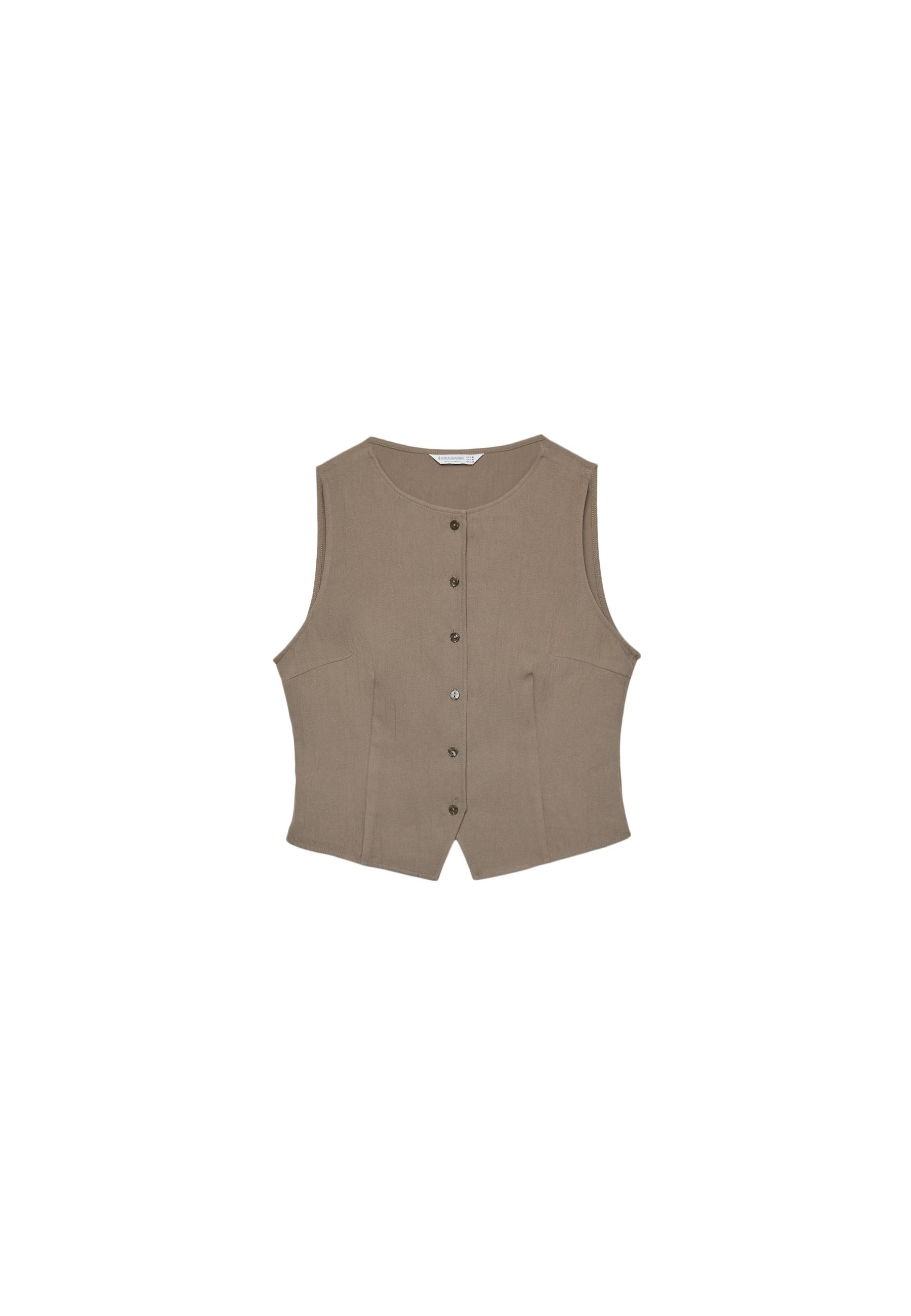 Regular buttoned waistcoat — Pale camel