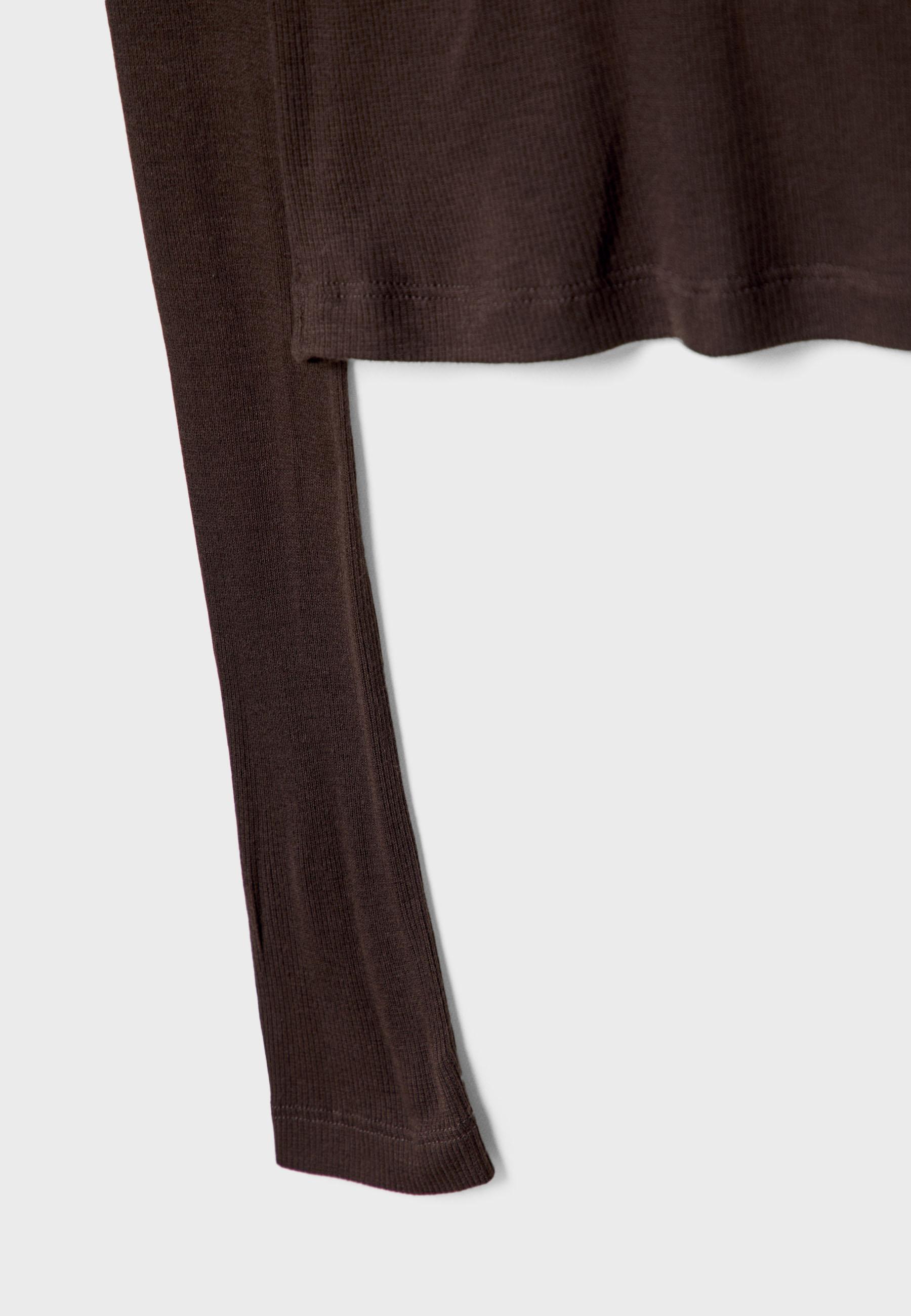 Ribbed long sleeve T-shirt — Brown