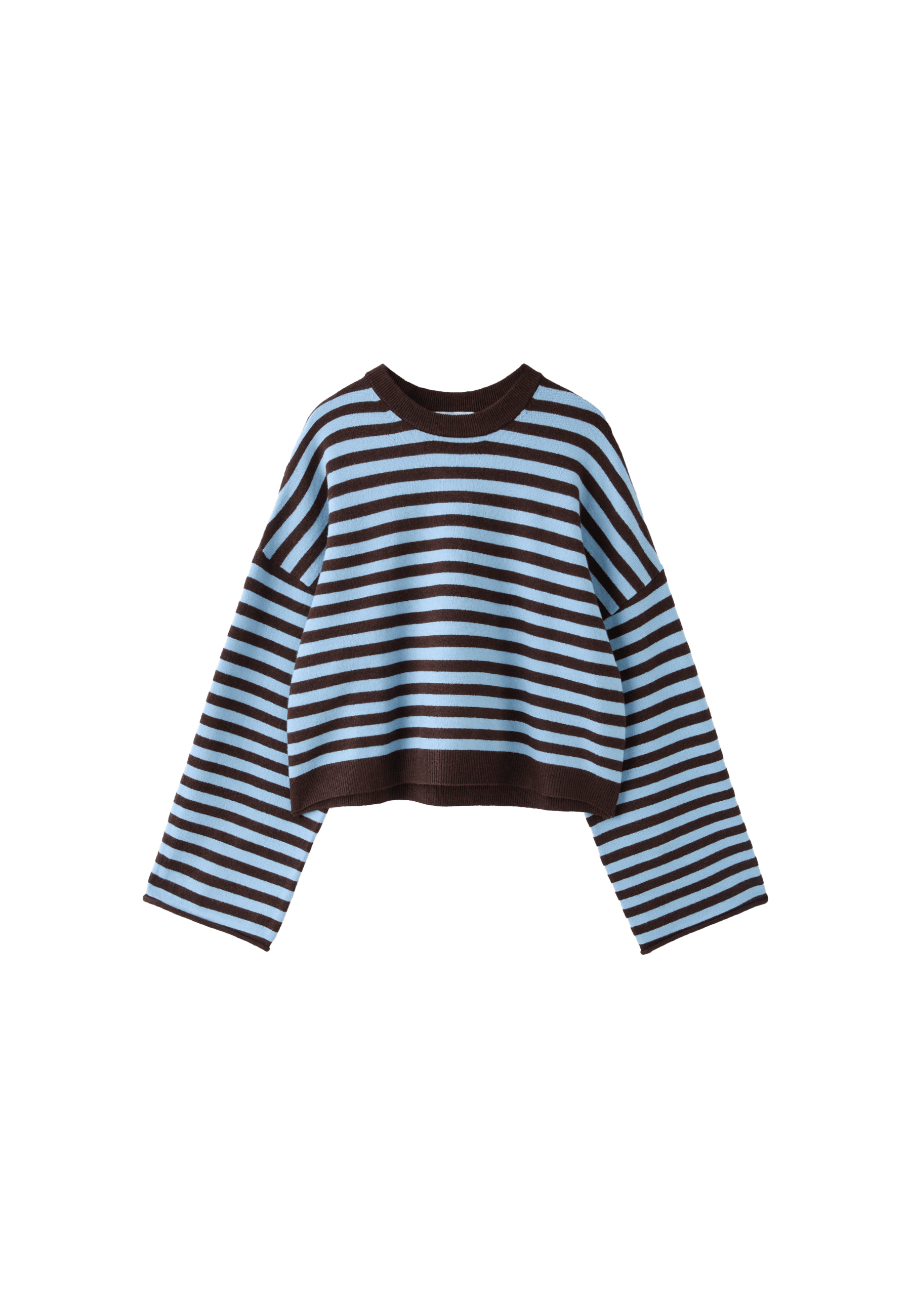 Wide sleeve cropped knit jumper — Brown