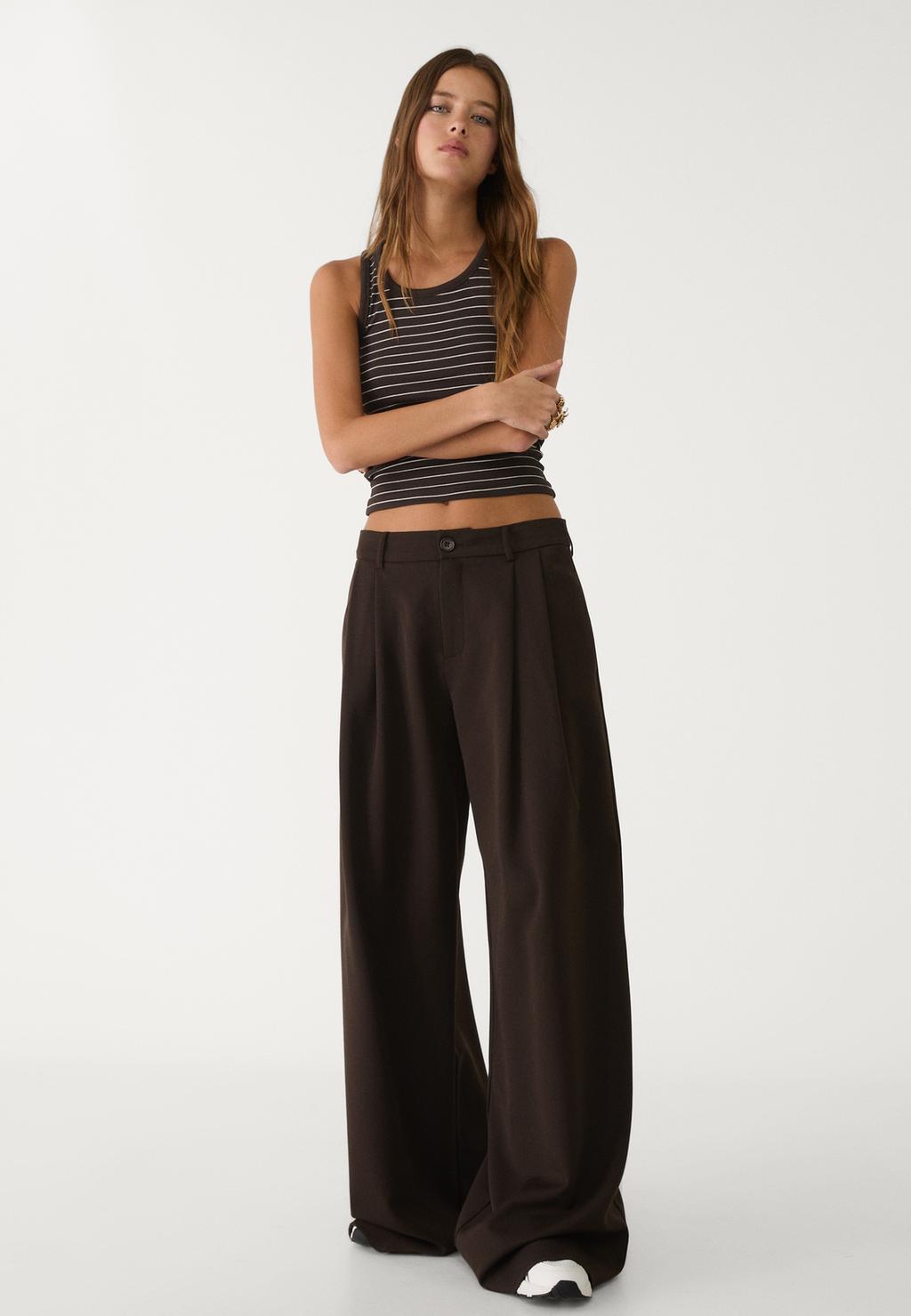 Pantalón vestir wide leg pinzas