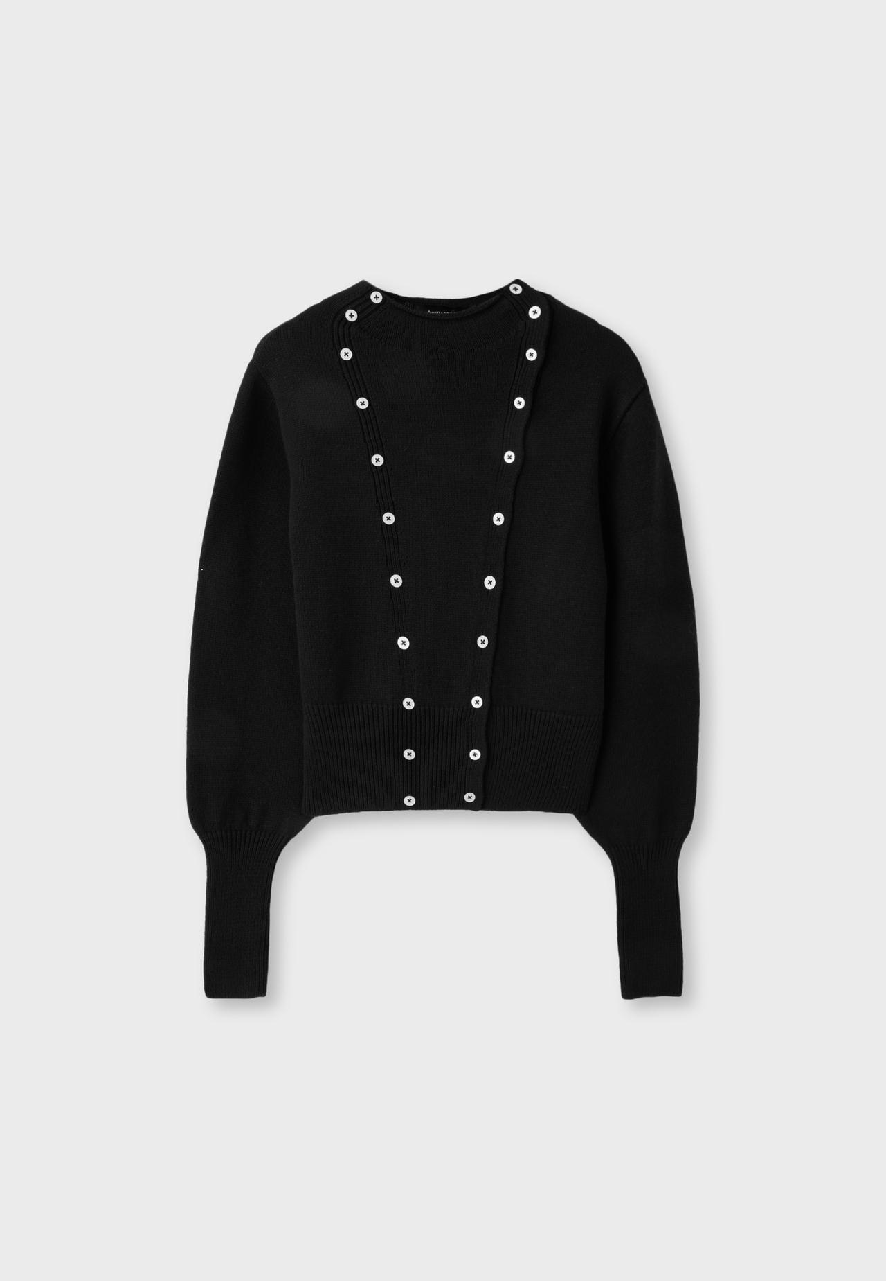 Double-breasted knit jumper — Black