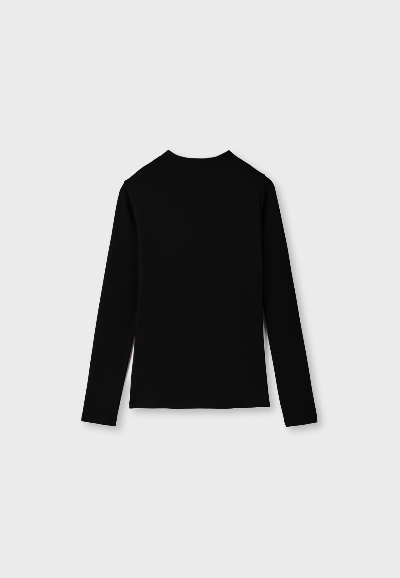 Basic funnel neck T-shirt — Black