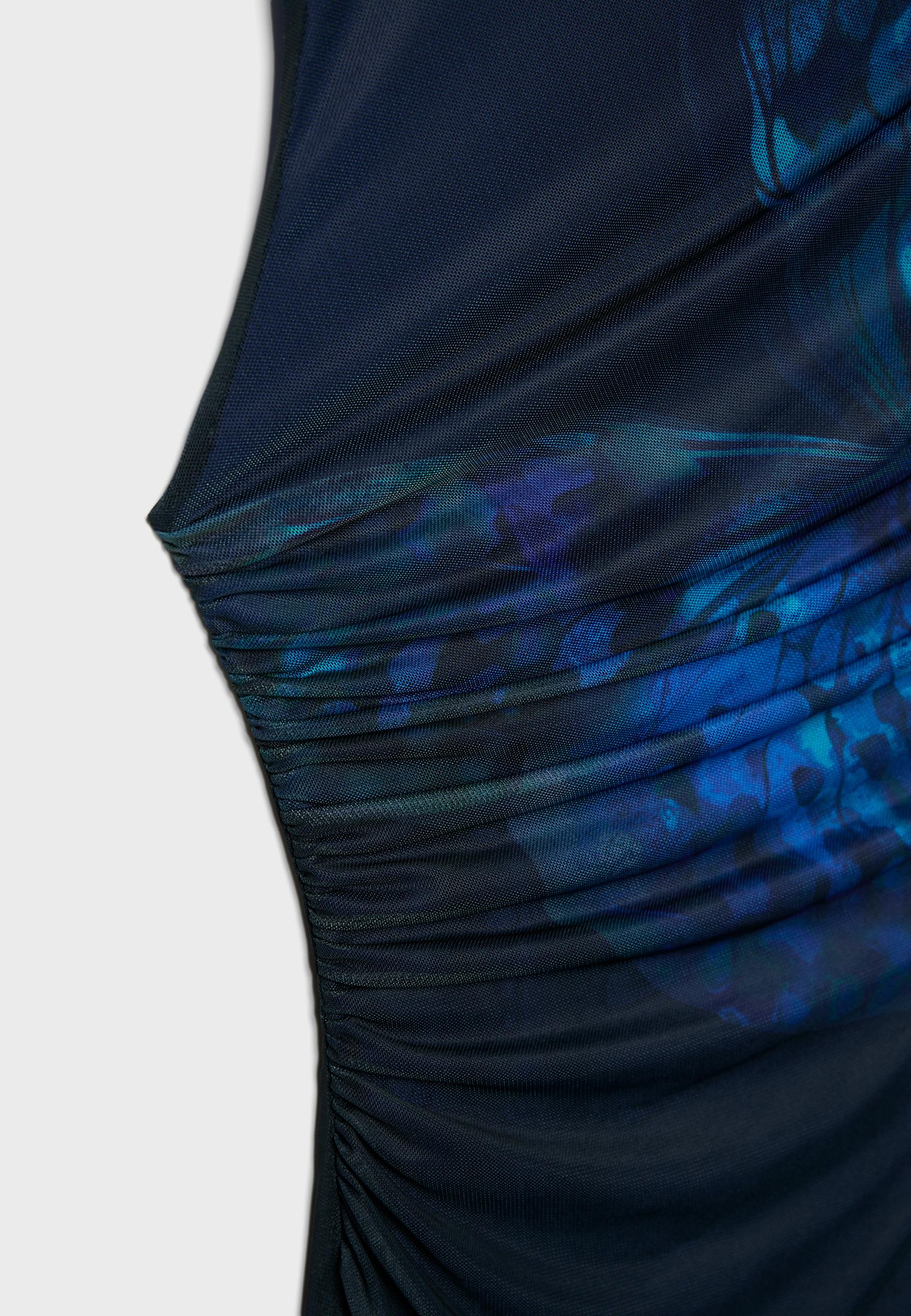 Printed tulle midi dress — Navy blue