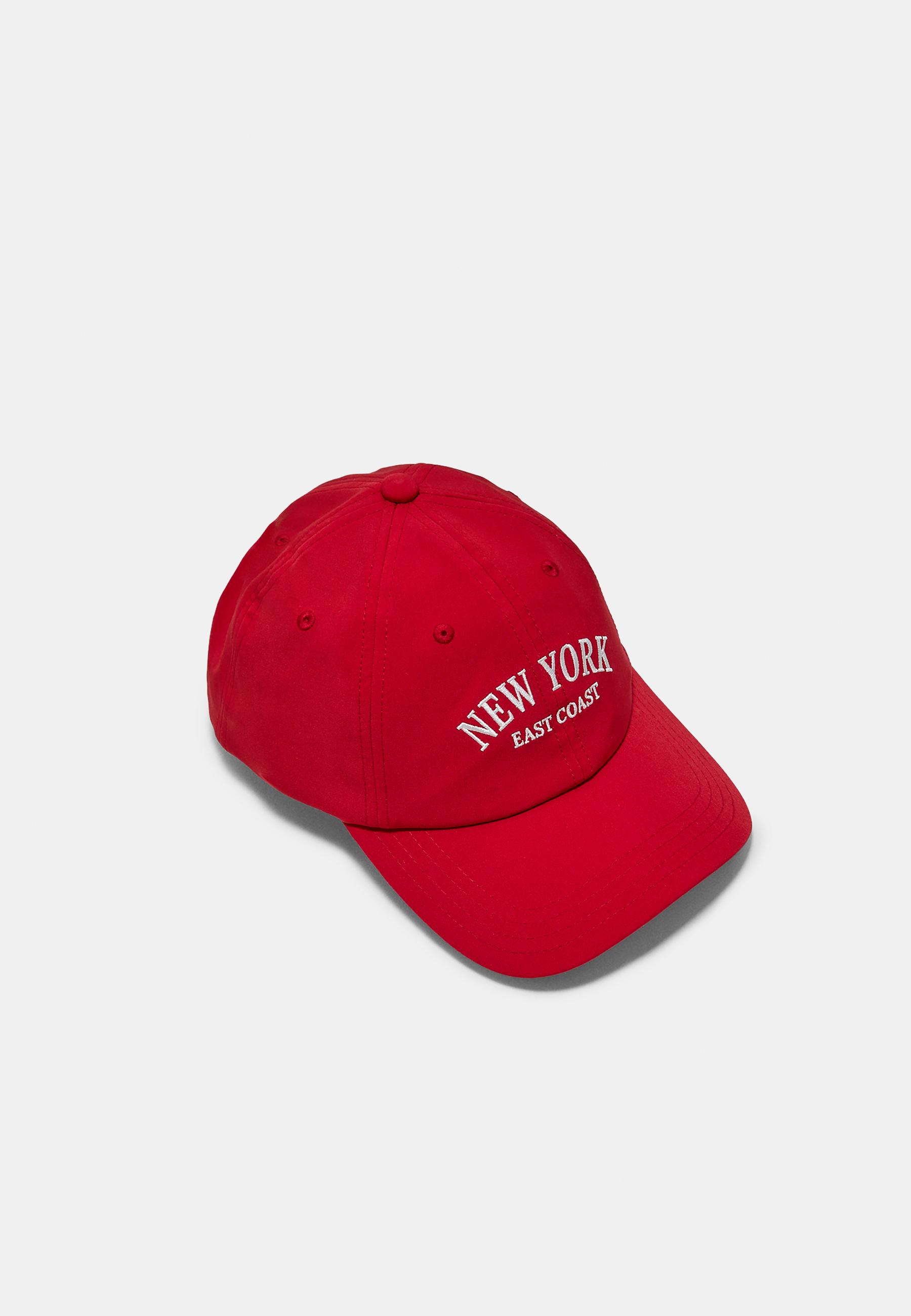 New York embroidered cap — Red
