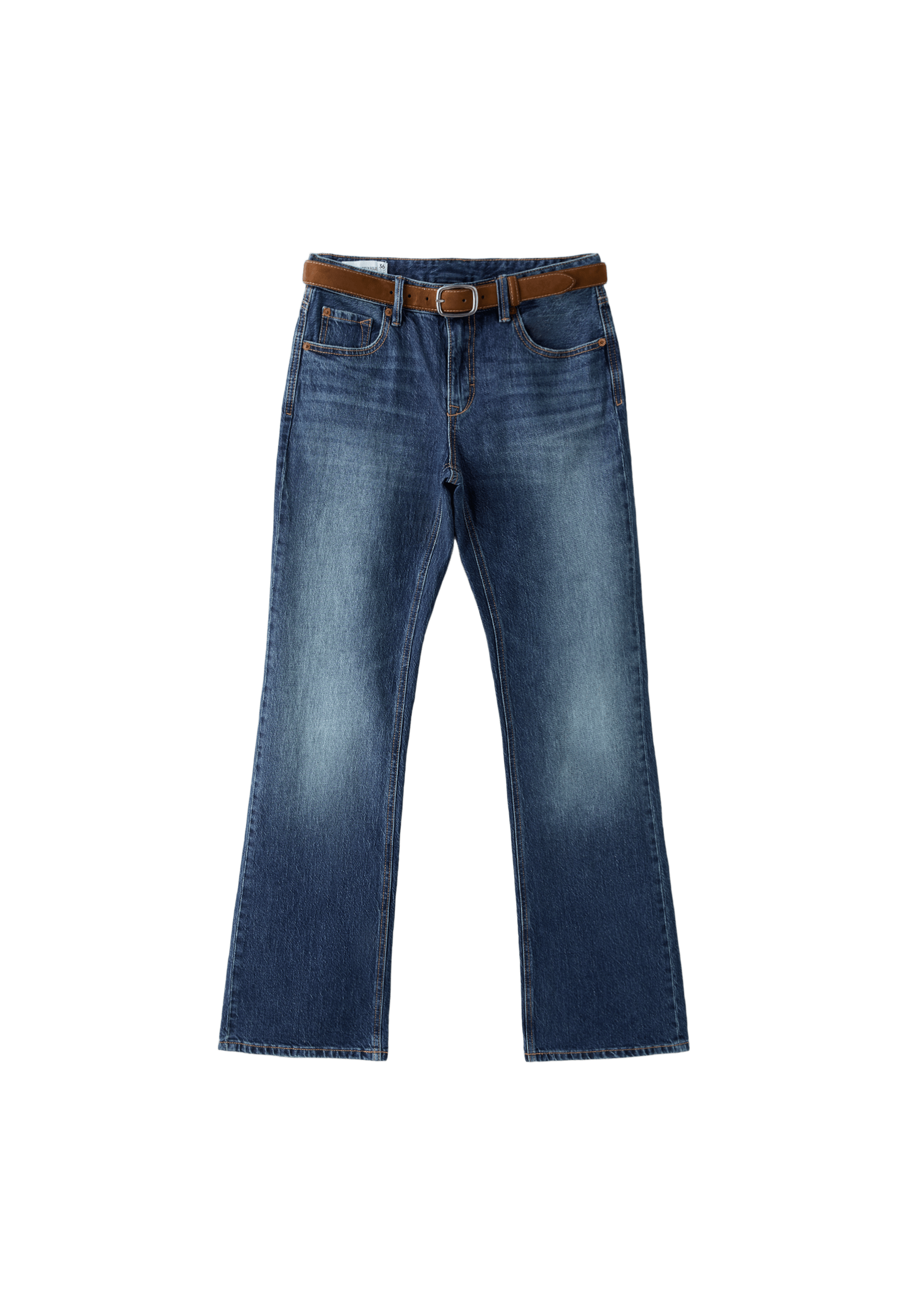 D68 Boot-cut jeans with belt — LIGHT GREY DENIM WASH
