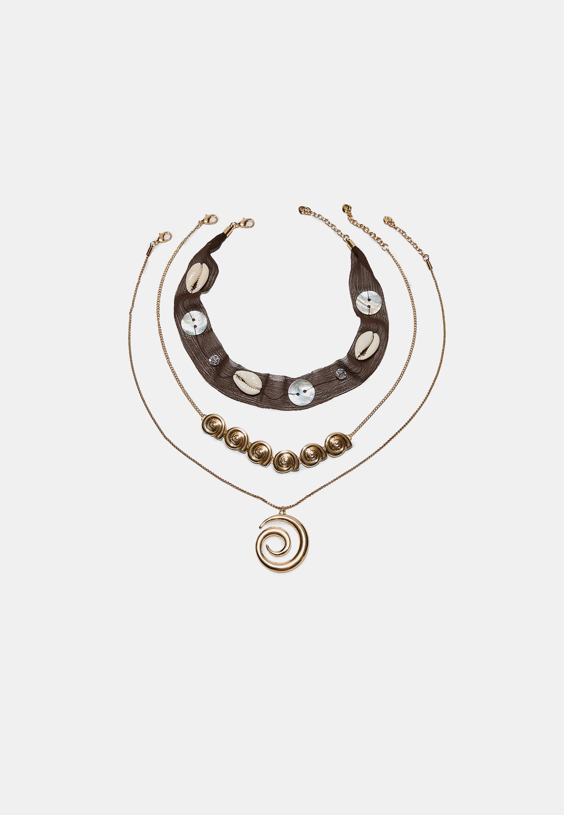Set of 3 spiral necklaces — Gold