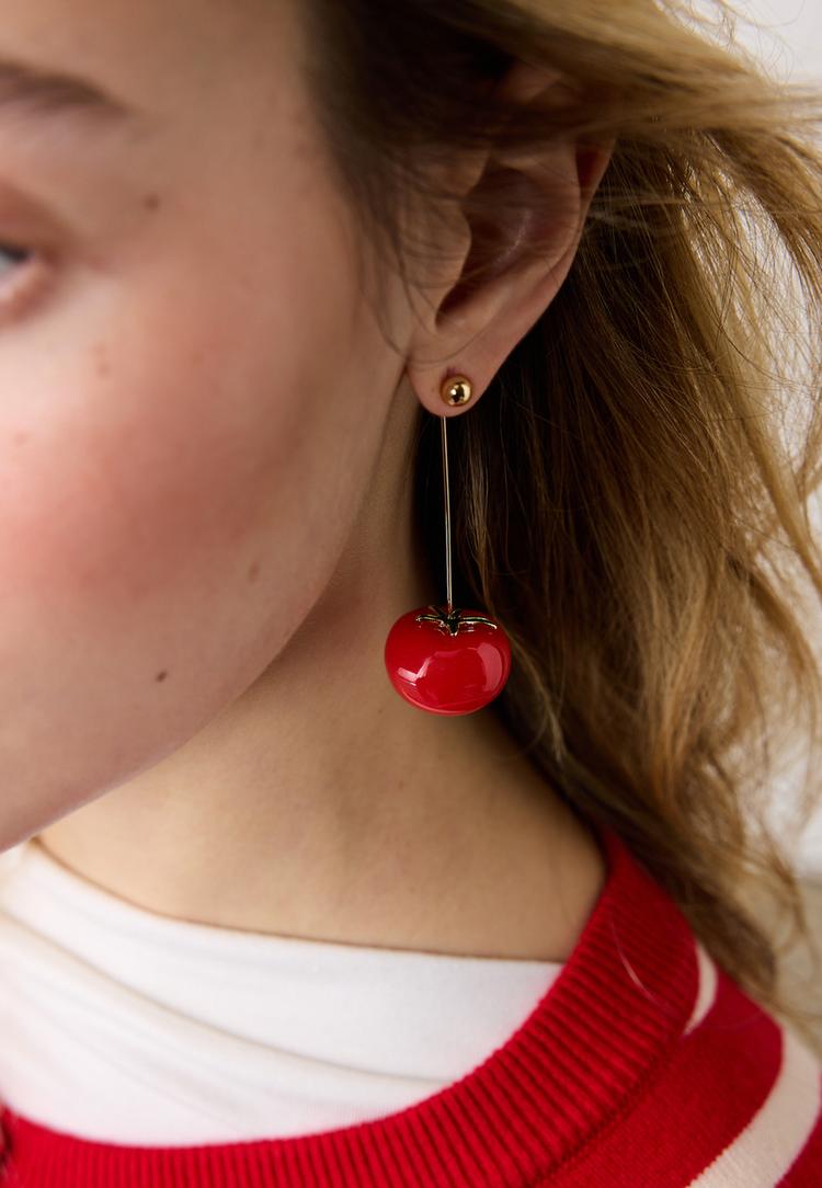 Stradivarius Σκουλαρίκι Ντομάτα Κόκκινο Os φωτογραφία